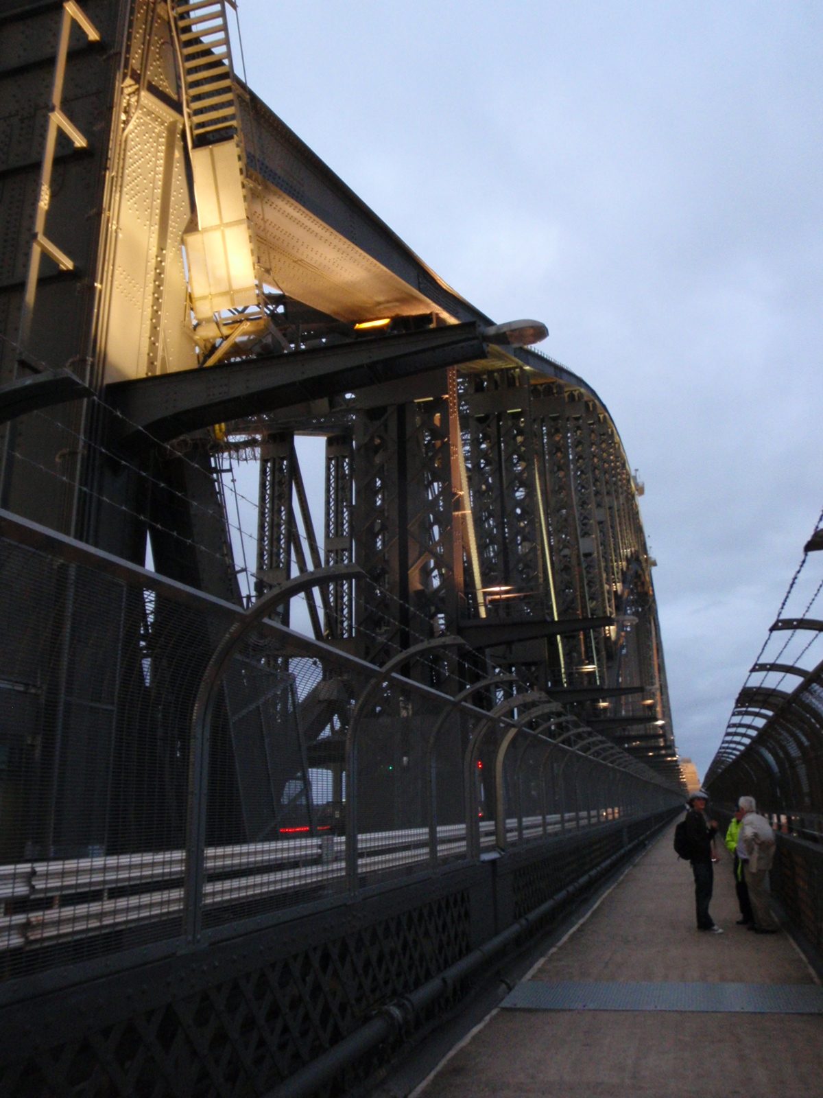 Sydney Harbour Bridge, profile shot, with the lights on.