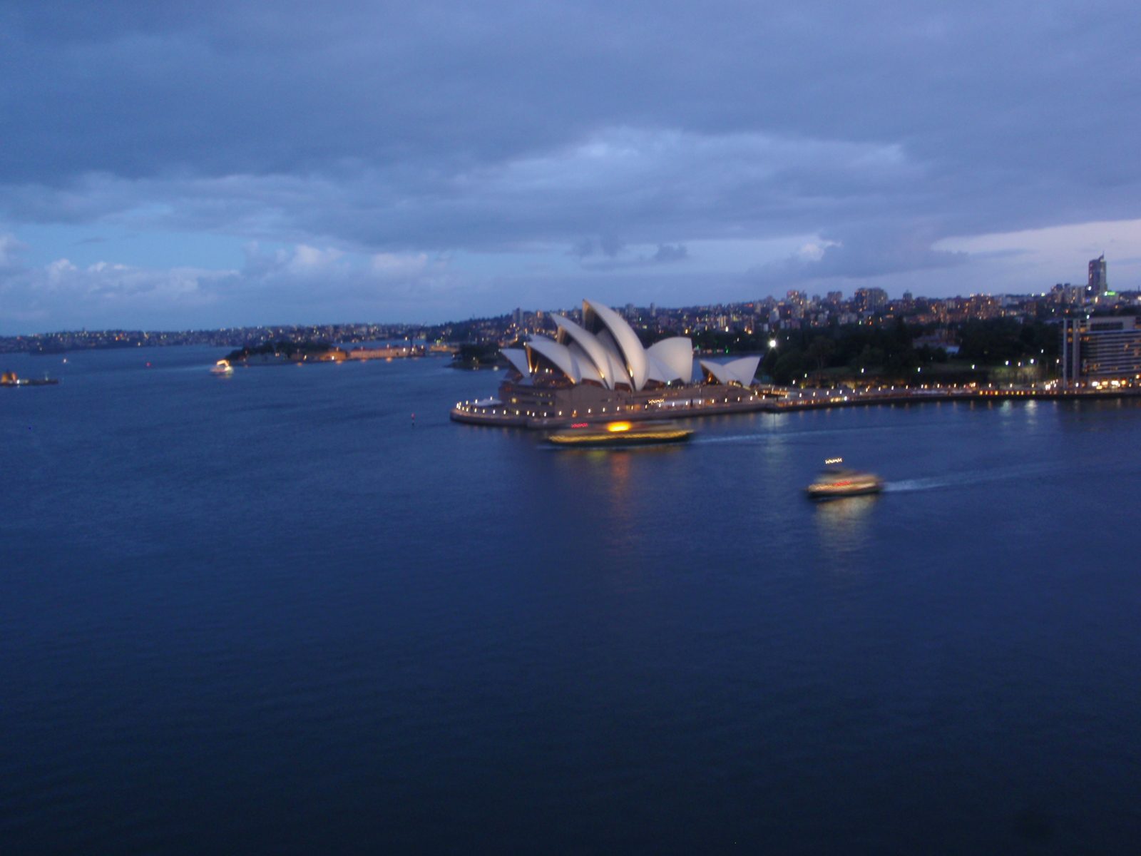 Sydney opera house, time exposure.  Ferries with motion blur.