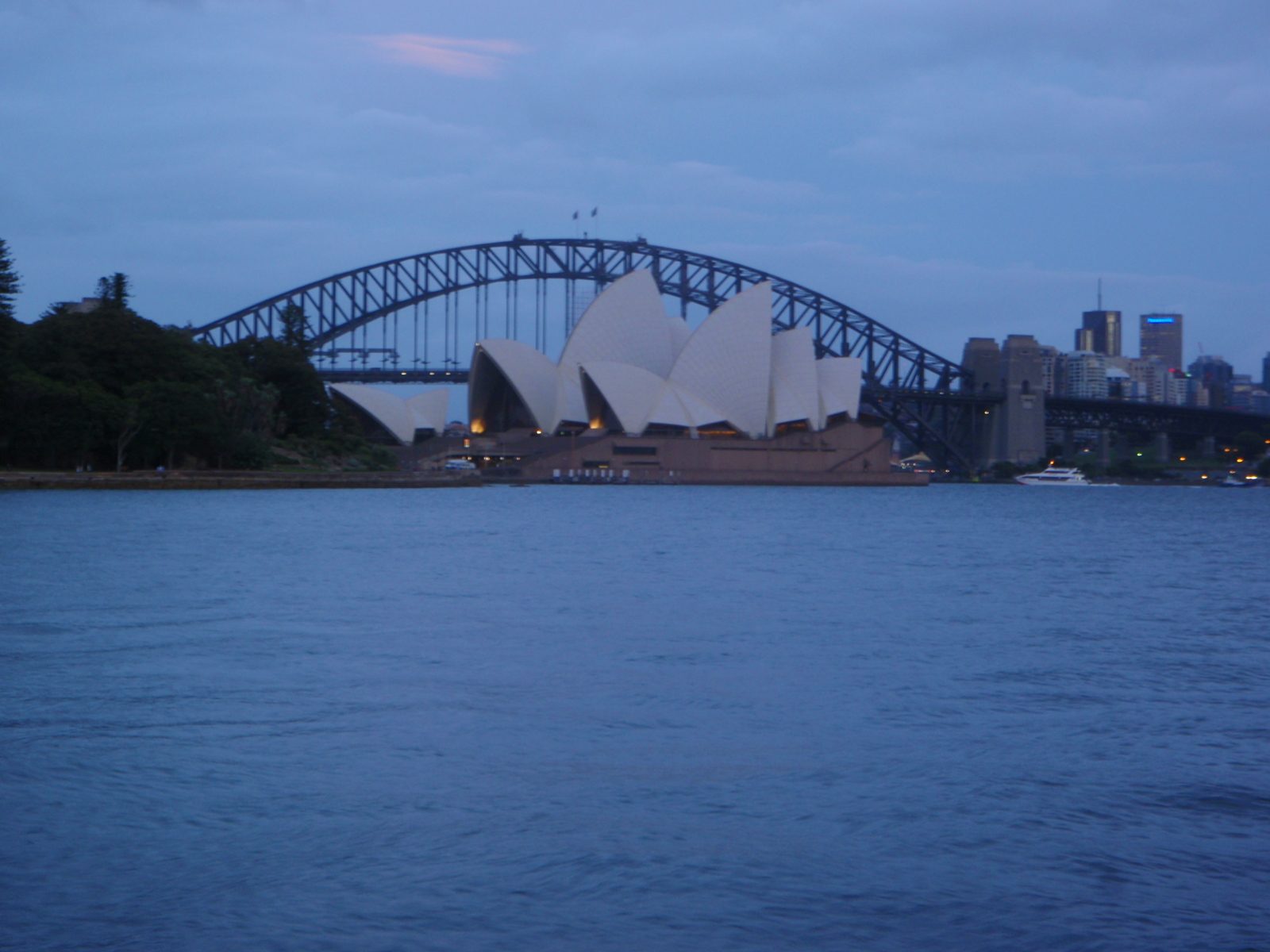 Early morning shot of the bridge and opera house.