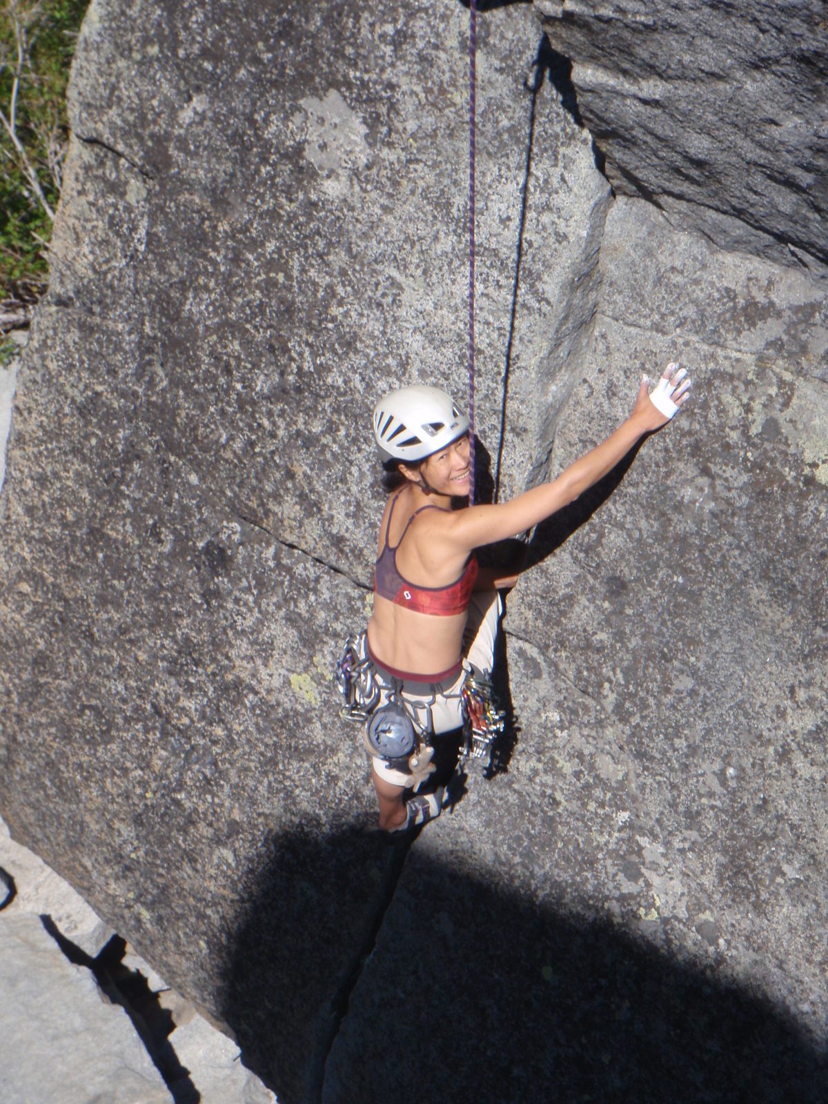 Climbing the fun, easy hand crack section.
