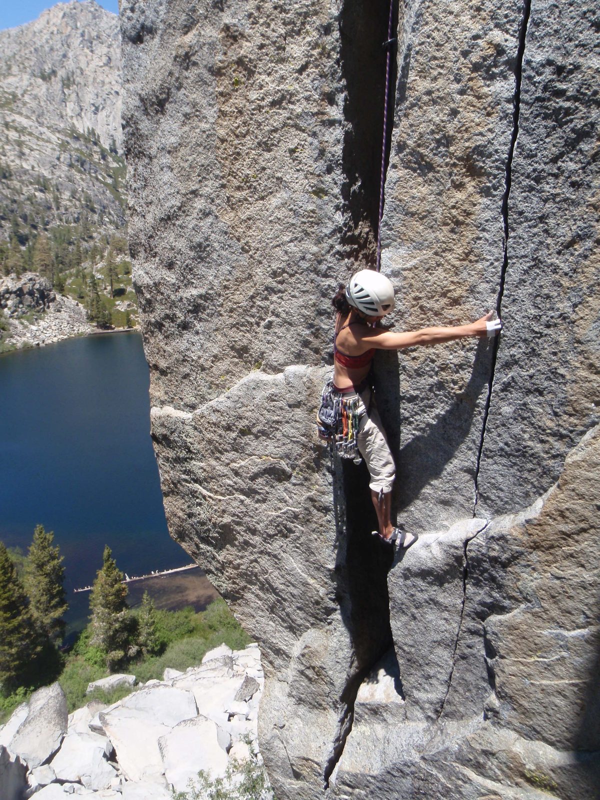Hugging the refrigerator.