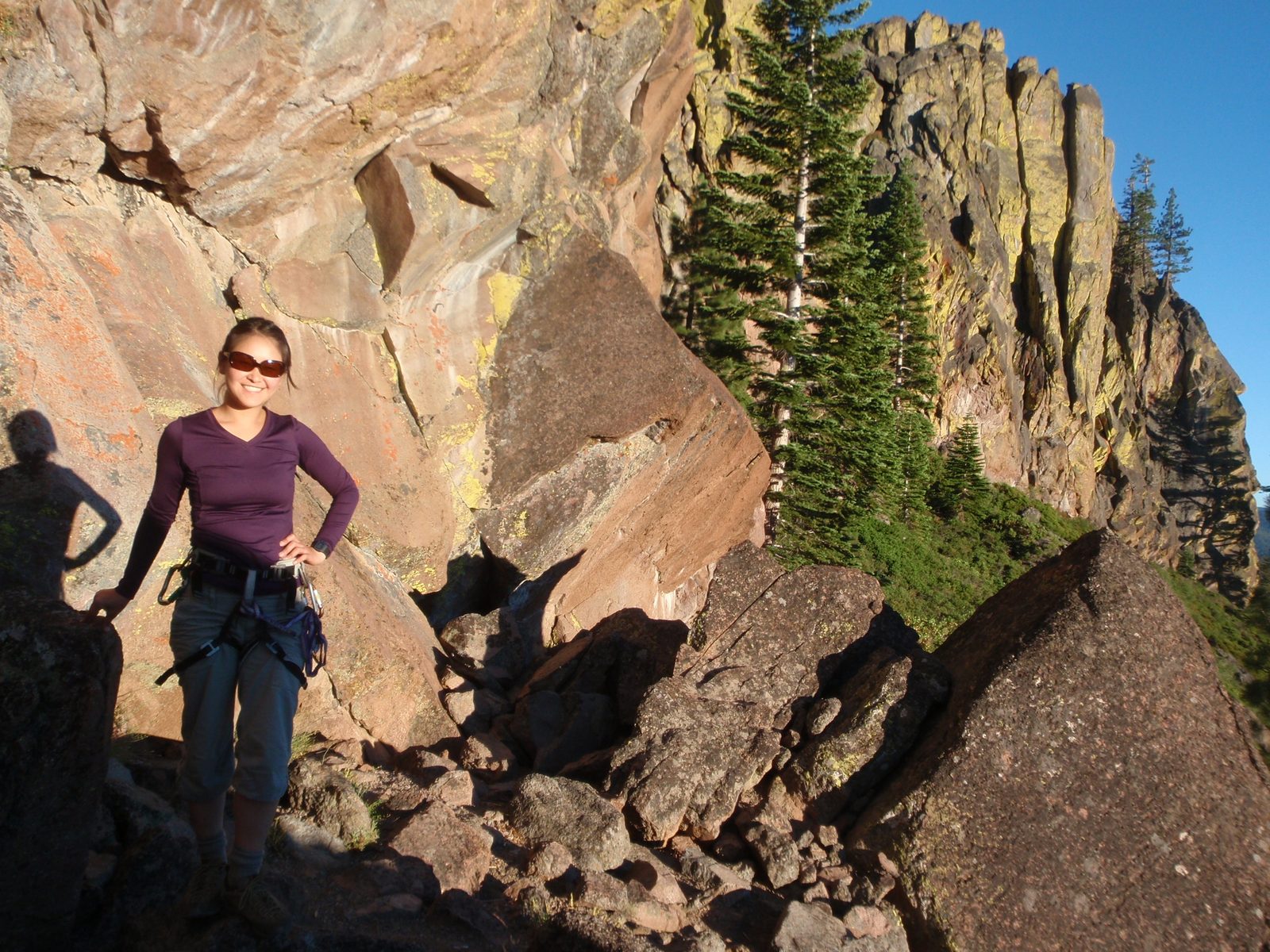 Monica at the Big Chief sport climbing area near Squaw Valley (as the crow flies anyway ... you...