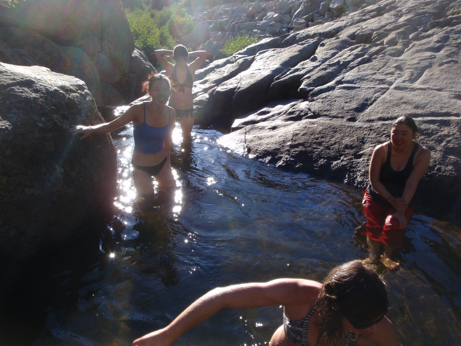 I think this is after I accidentally slid into Lee and knocked her over. Oops. The rock was...