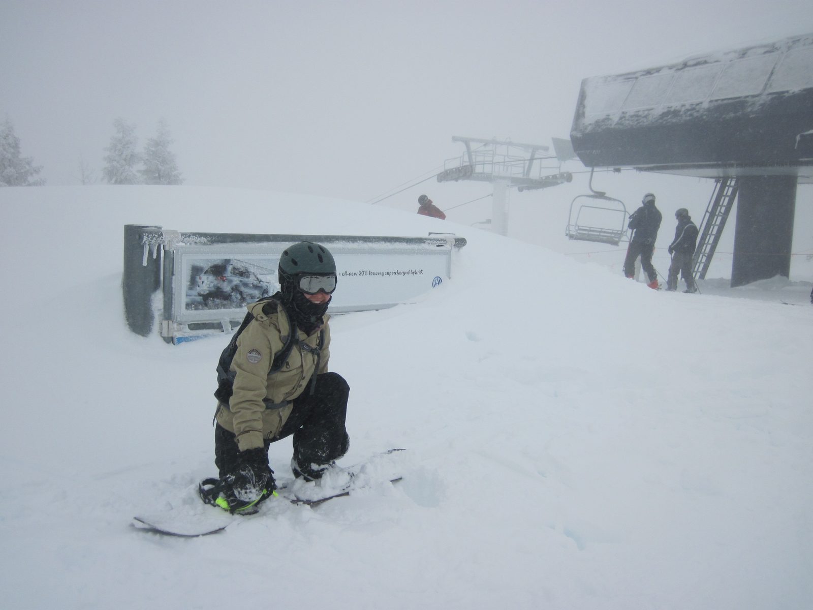 Monica poses with the remaining top foot or so of the ski area map. This is the thing you...