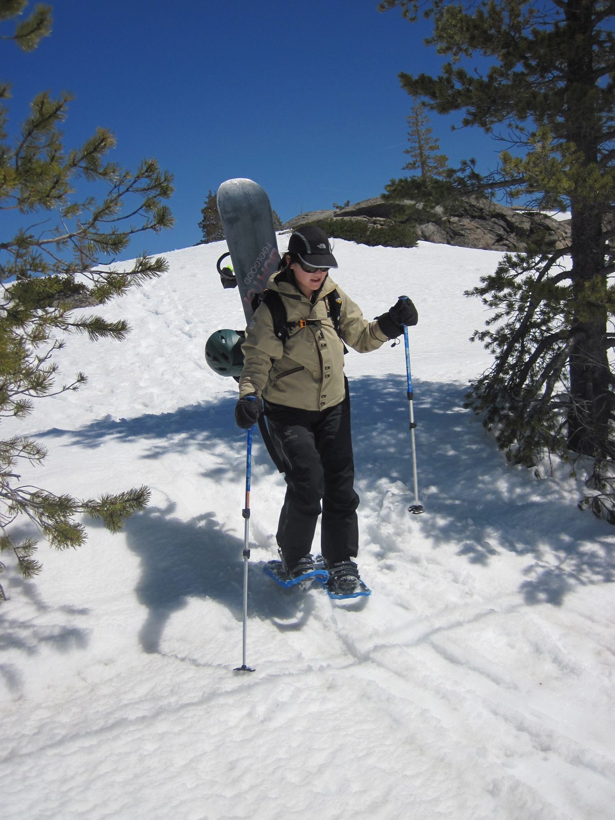 Monica somehow not overheating yet, while hiking uphill.