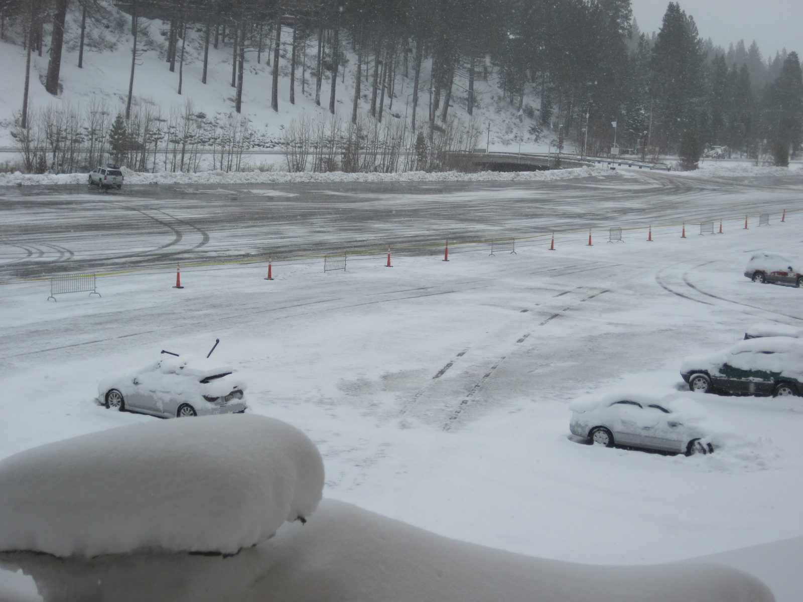 Parking lot upon waking up on Sunday morning, May 15.