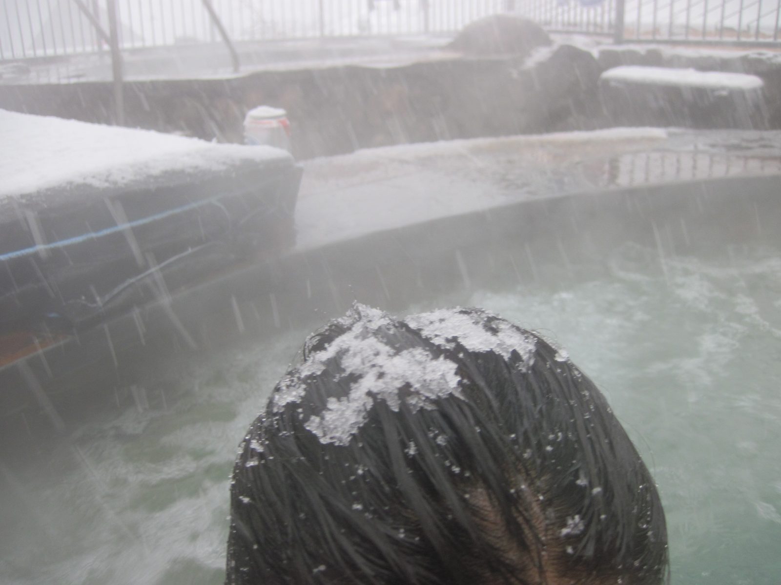 Monica started to form an ice-hat.