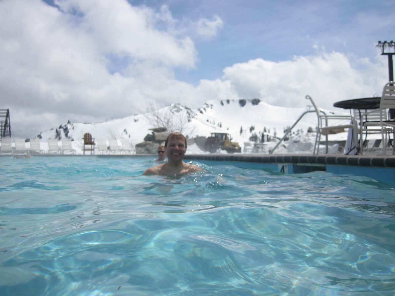 Hanging out in the pool, which was heated to 80 degrees. Still, with the air temps hovering...