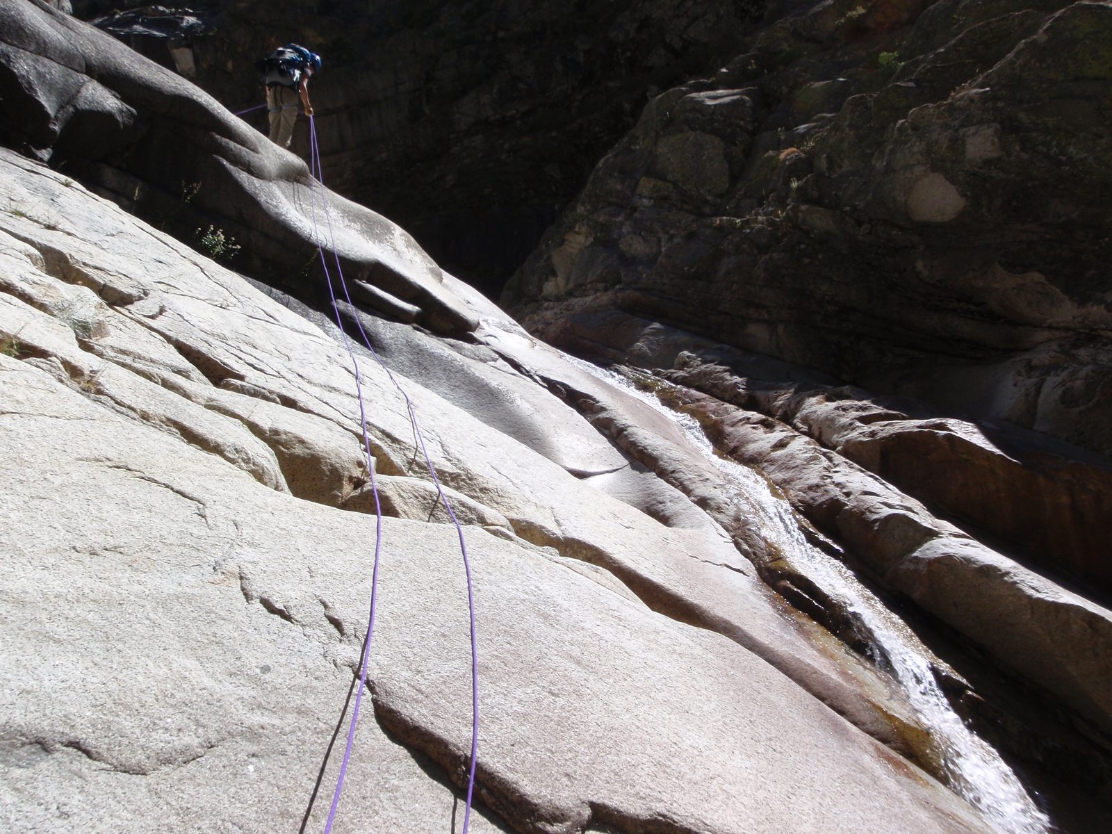 Monica, starting the fourth rappel.
