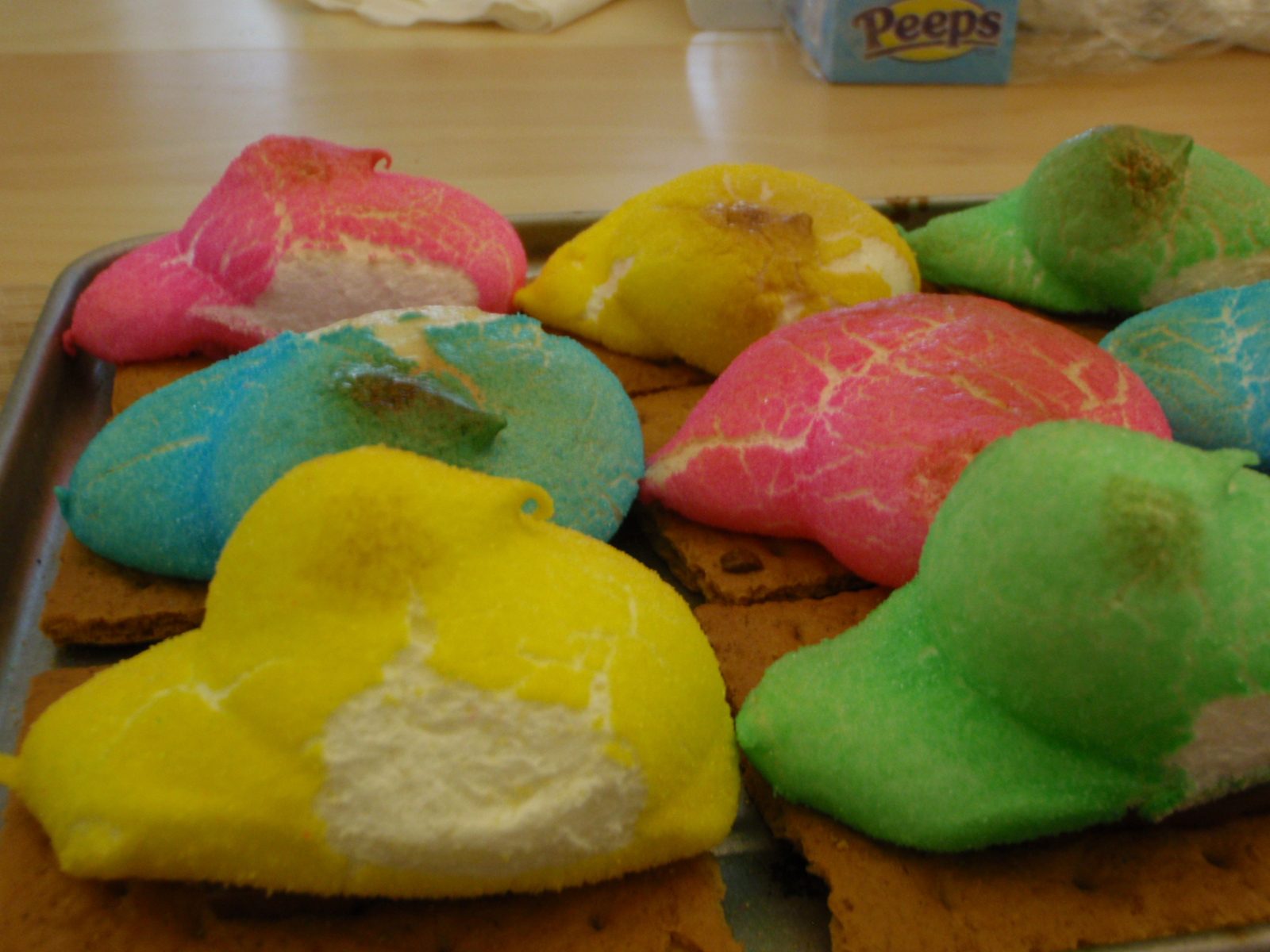 It's weird their eyes totally vaporize.  I was told that the eyes of peeps are actually applied...