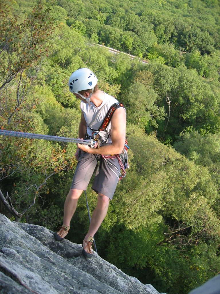 Mike rappelling from Frog's Head. (5.6-) Sequence shot #2.