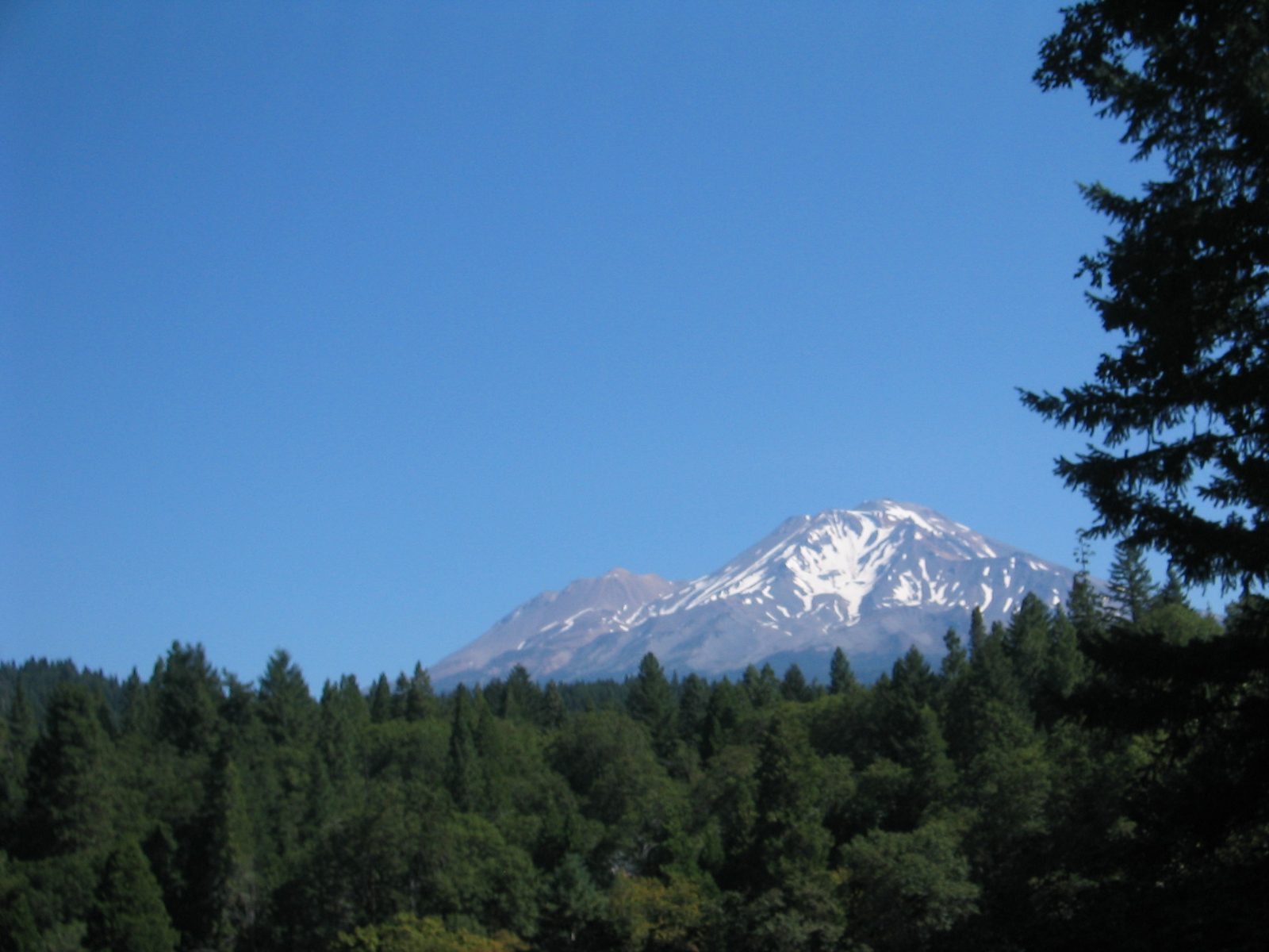 Mt. Shasta as viewed from the hotel in Dunsmuir.