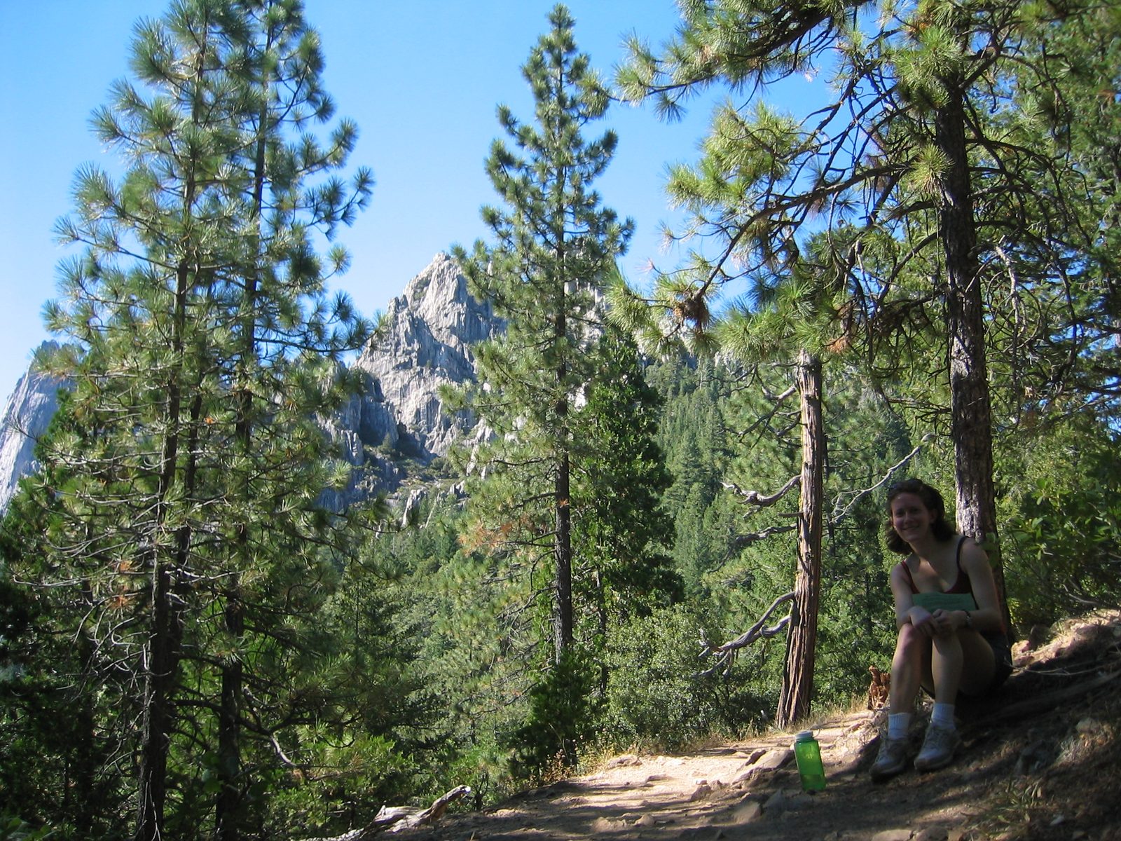 Alison reading the info sheet that the ranger gave us on our hike to (almost) the top of Castle...