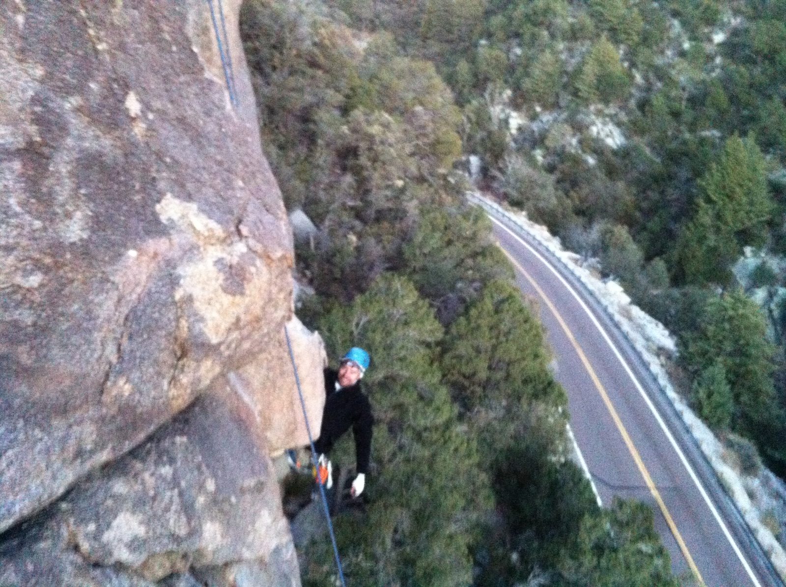 Ian climbing at Chimney Rock.