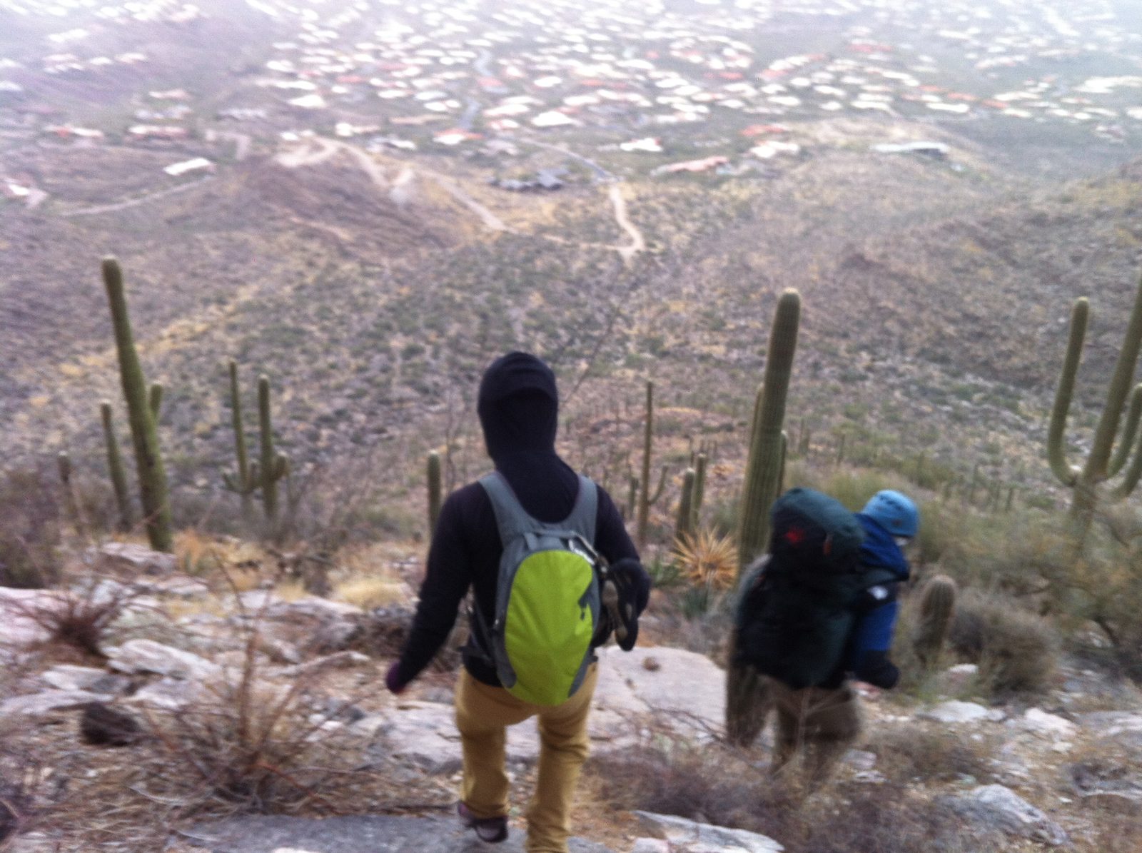 Bailing as it starts to snow on us.