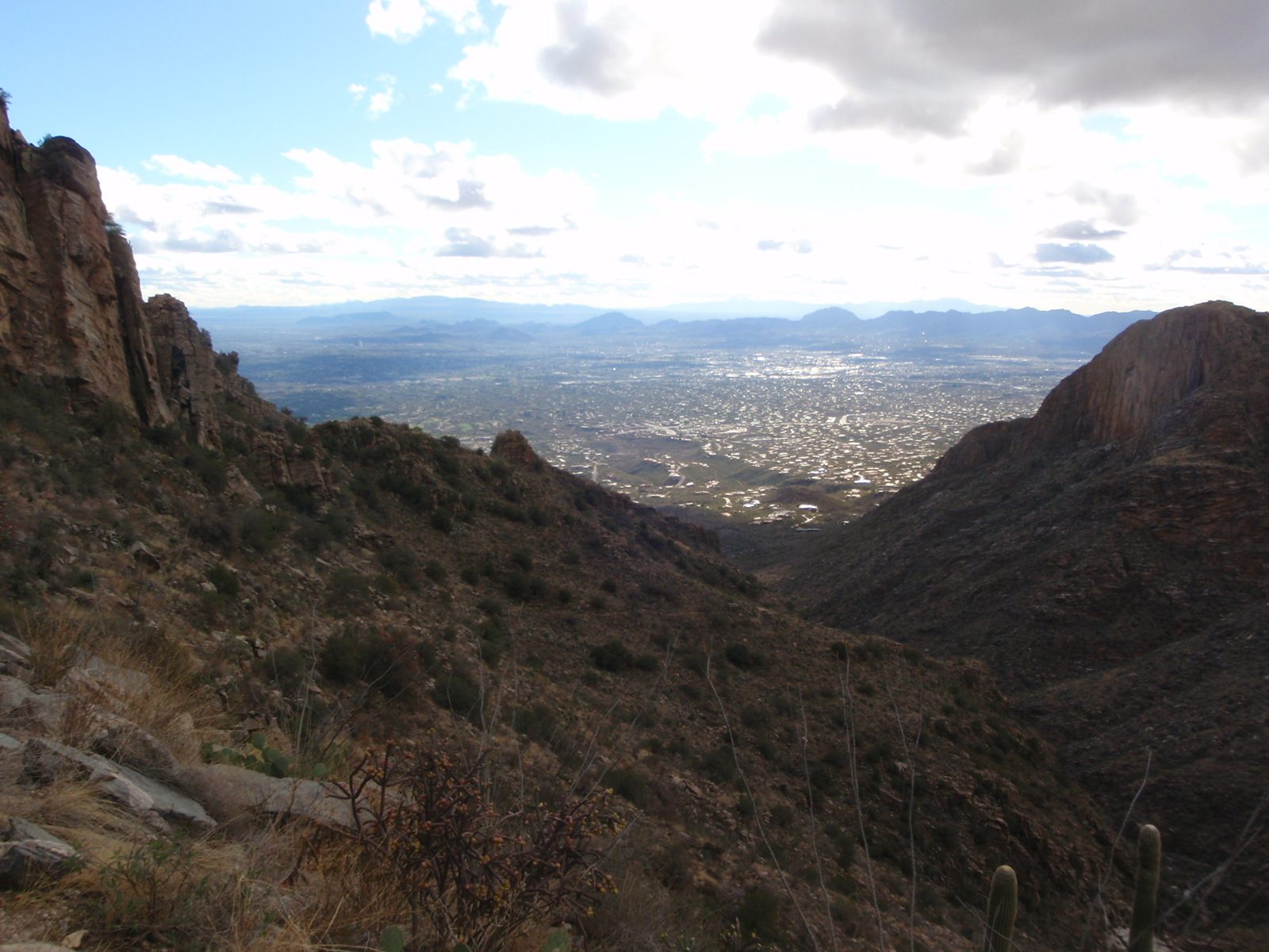 Looking back down the canyon at Tucson.