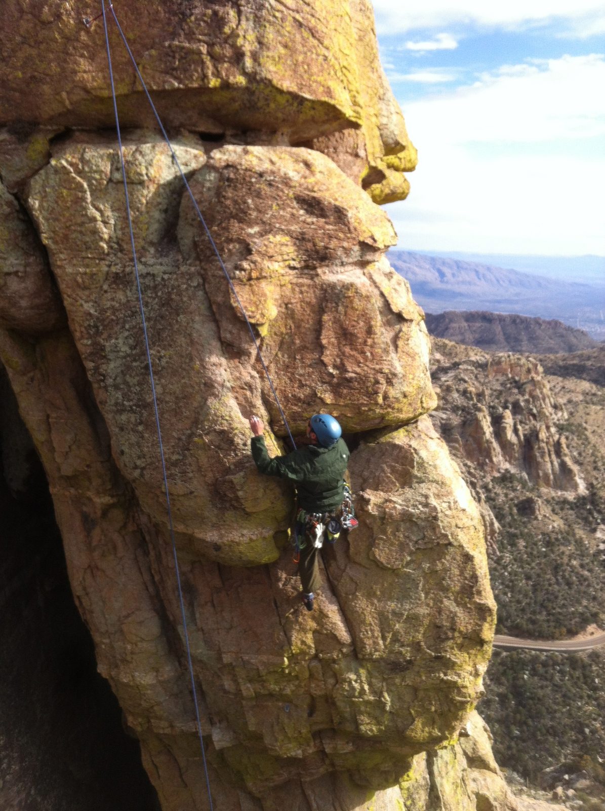 Ian climbs a route not in our book on Blazing Fin.