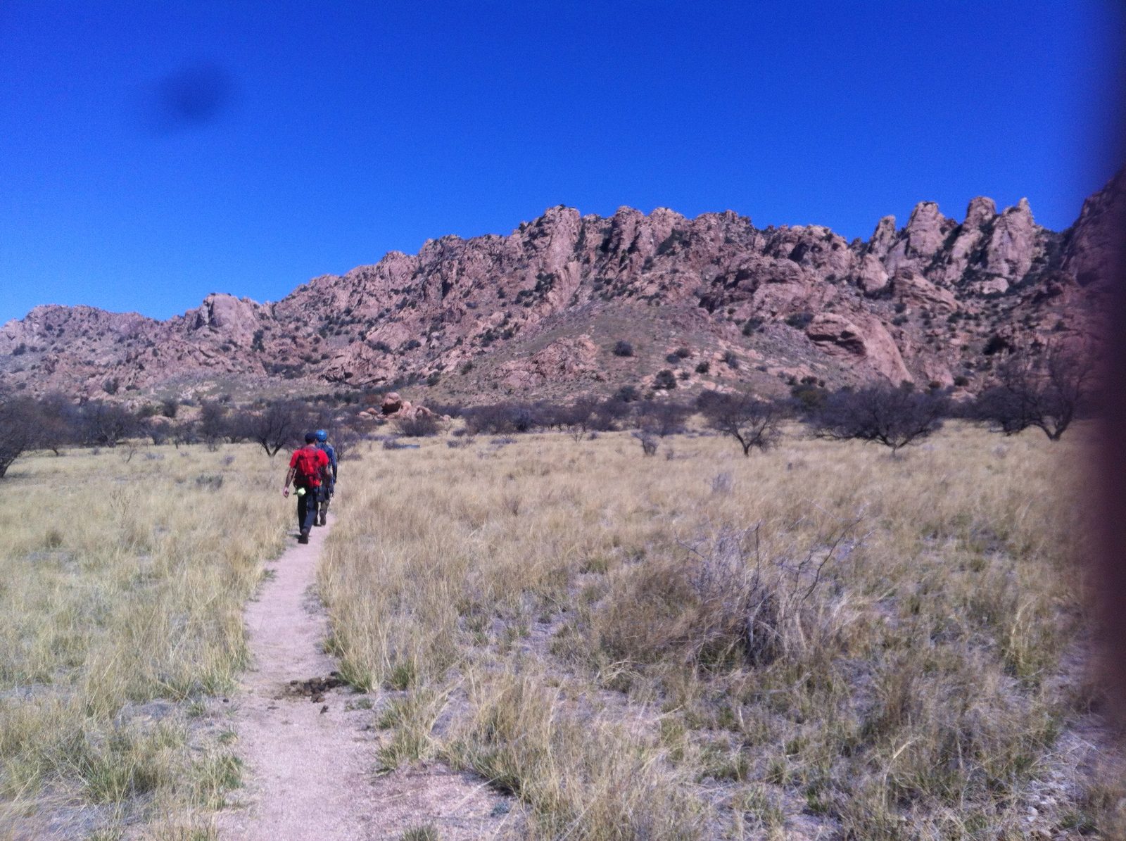 Hiking in to Sheepshead Dome, the right-most formation shown.