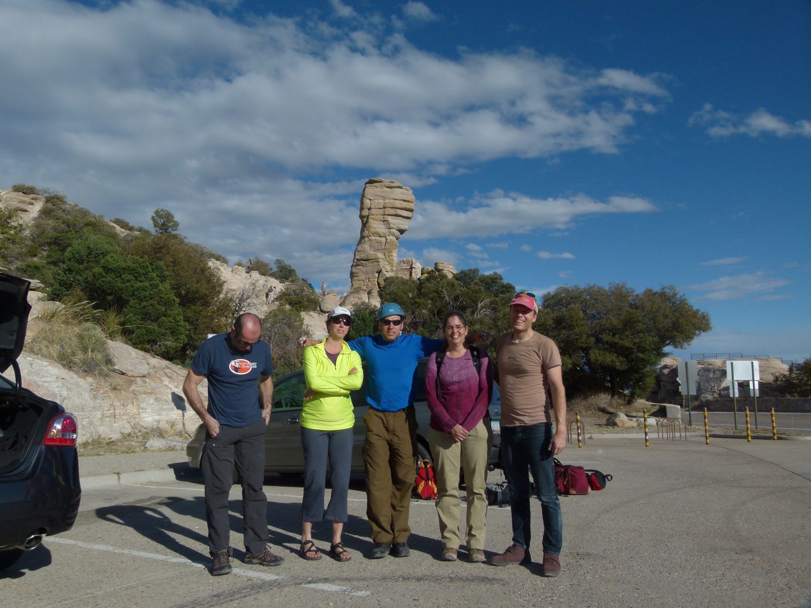 Back at the car at Windy Point. Pietro, Chandra, Ian, Anne and John.