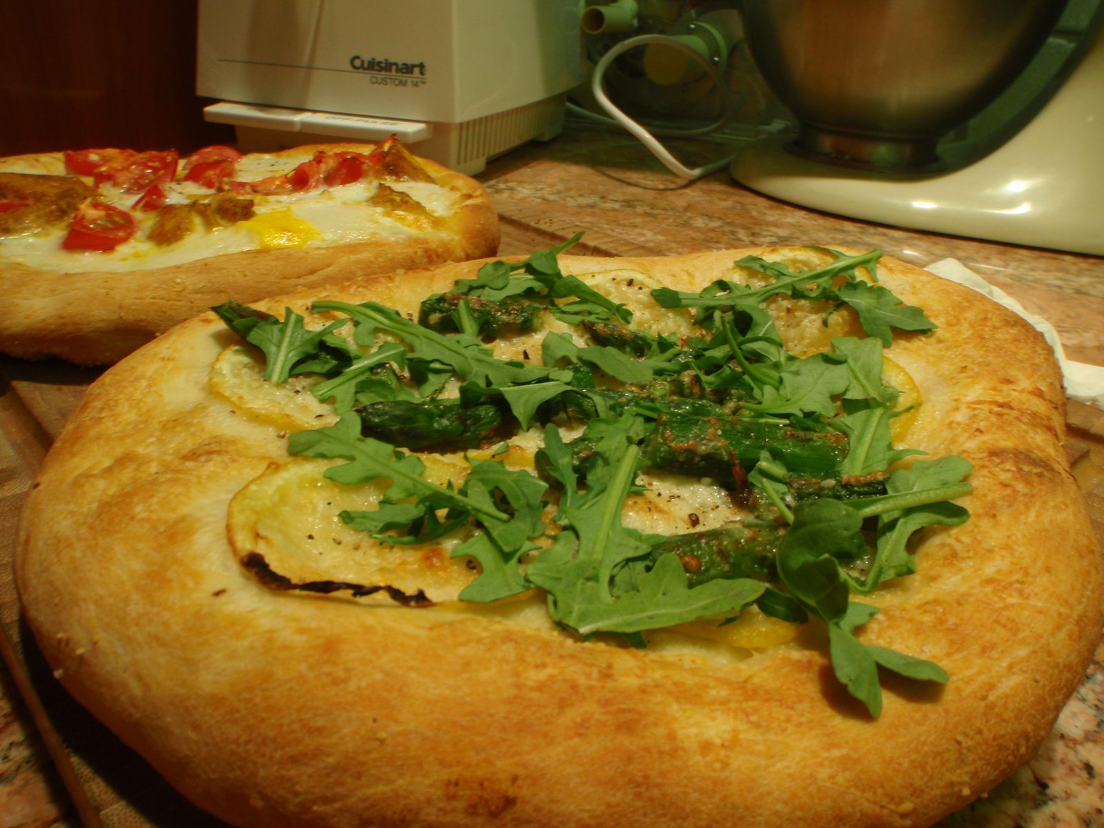 On my last night in Tucson, I made three pizzas. This one has whole lemon slices, asparagus,...
