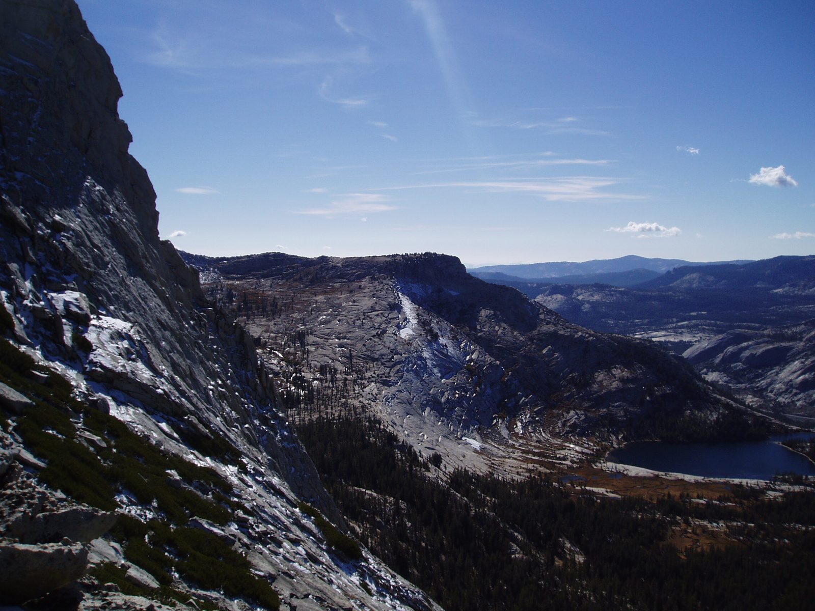 Cathedral Lake, Mariolumne DOme, and snow.