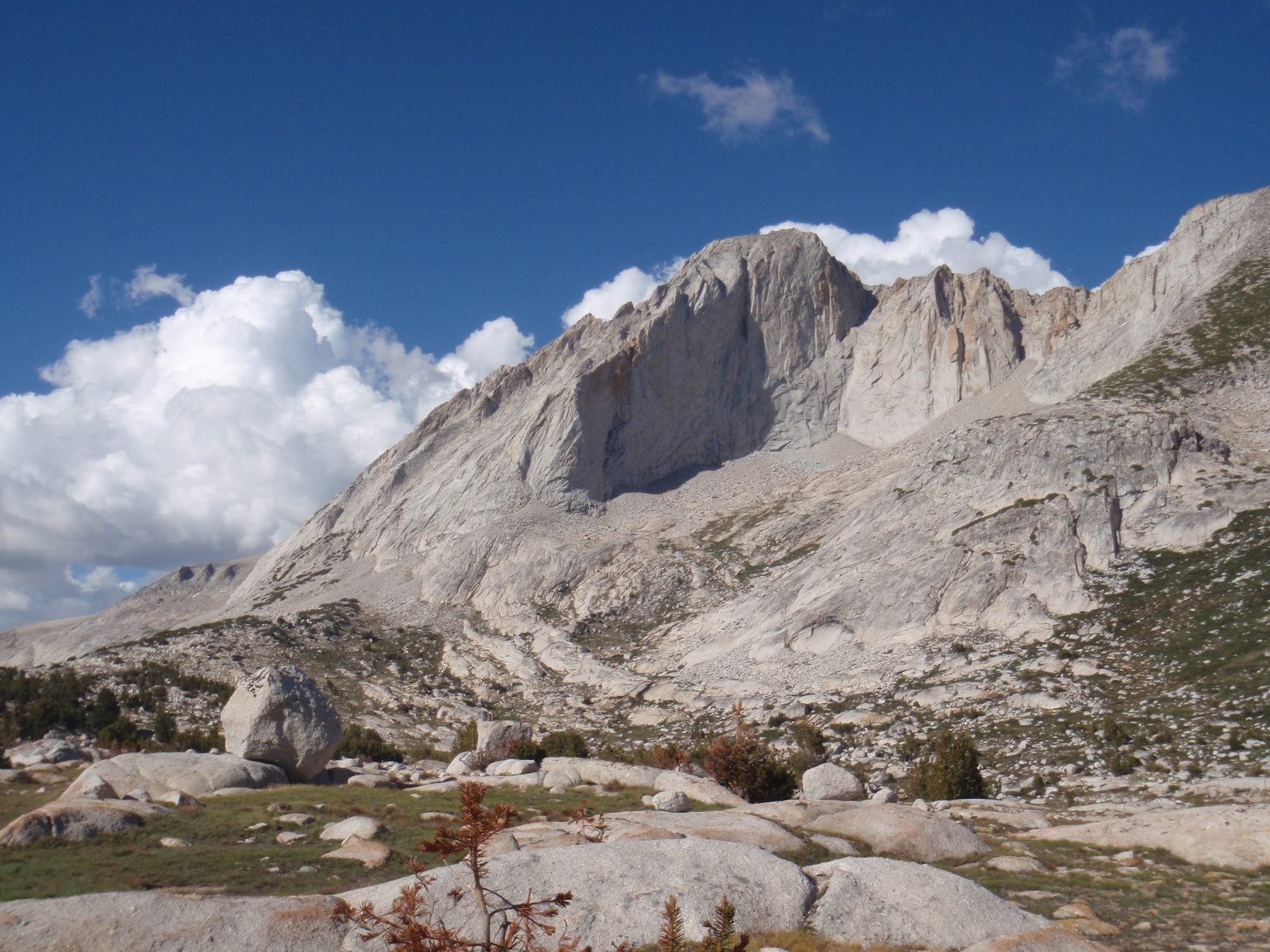 Conness seems to be getting a bit closer. Our climb follows the ridge causing the main dark...