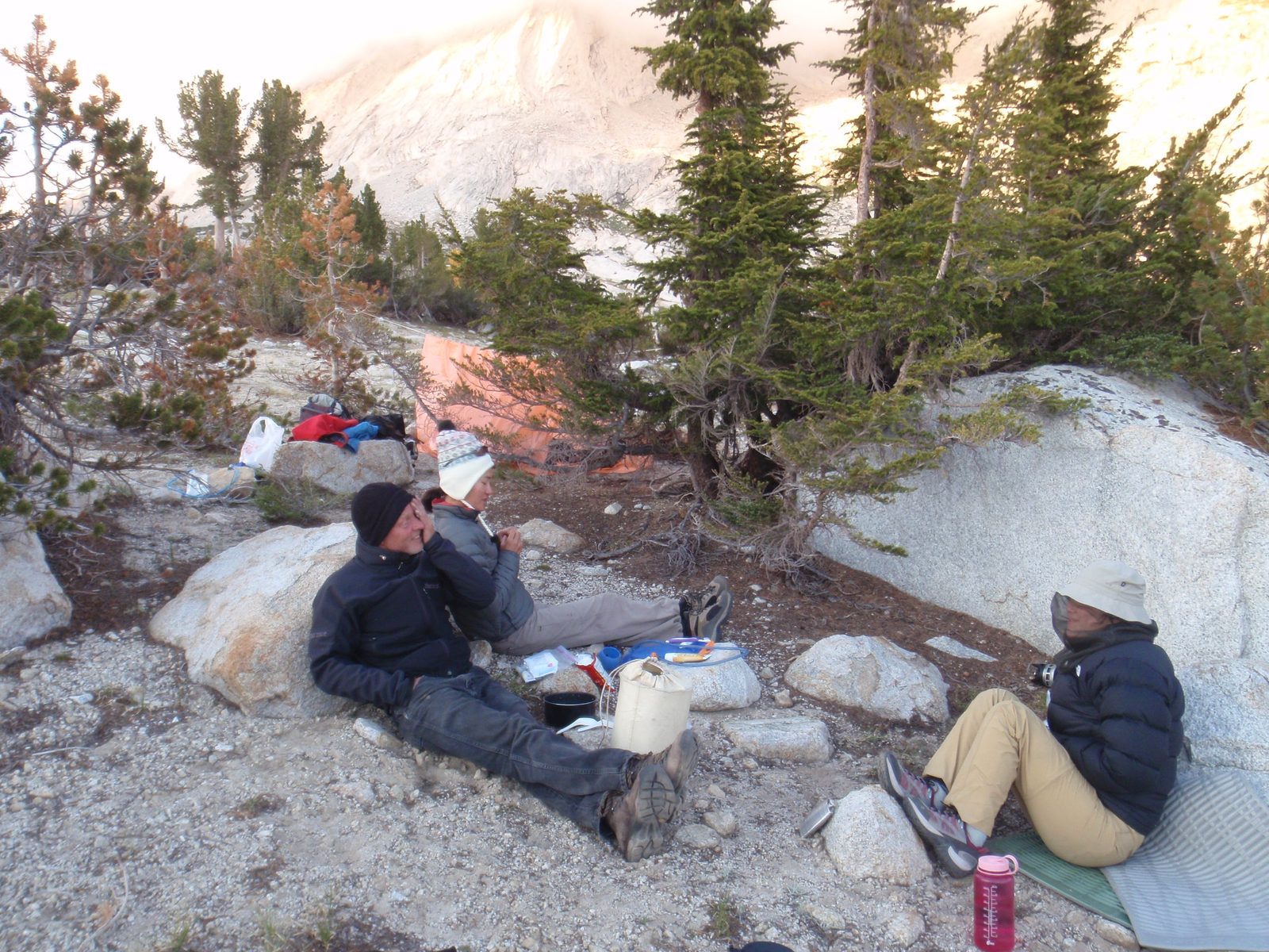 Relaxing in camp.