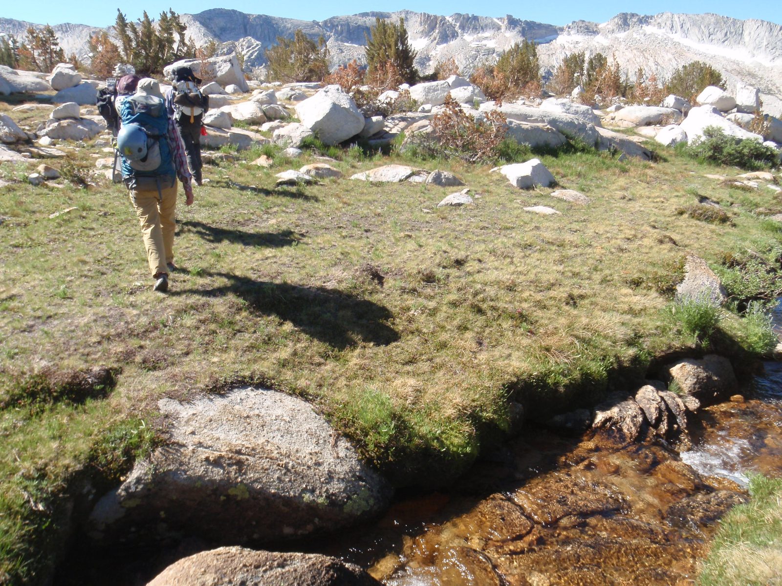 Crossing a small stream.