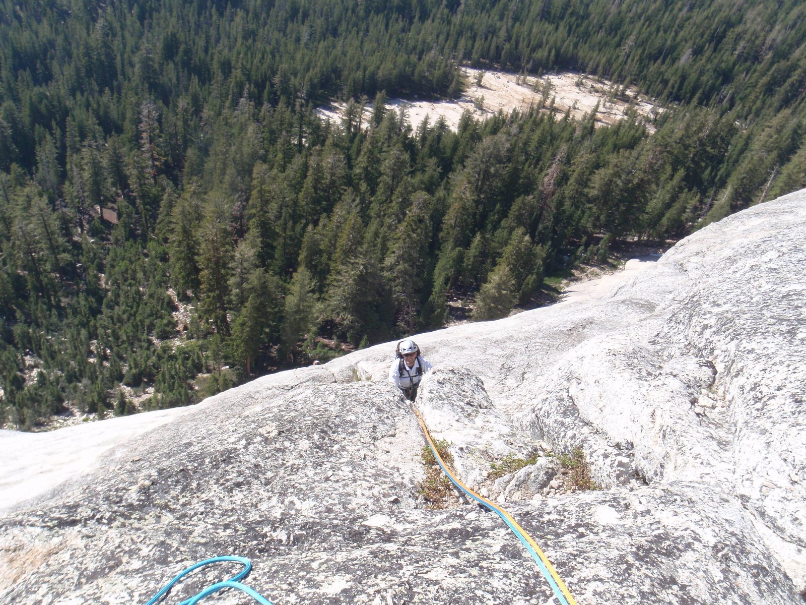 Jay, topping out the final pitch of Holdless Horror (5.6).