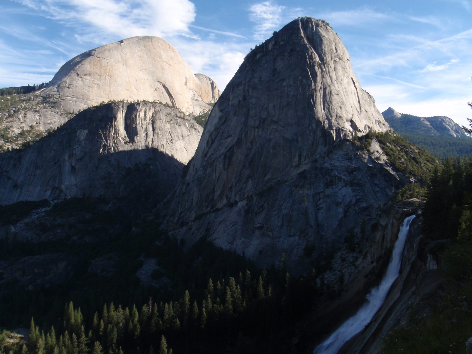 Half Dome, Liberty Cap, and Nevada Falls.