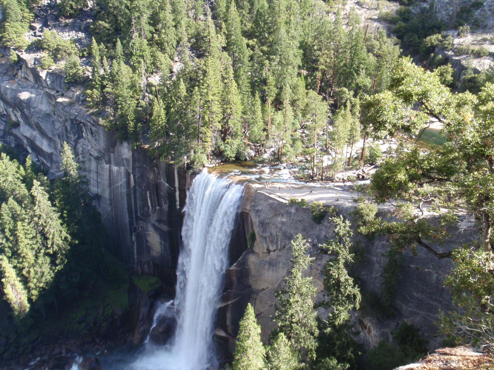 View of Vernal Falls from a great lookout on a connector trail between the John Muir Trail and...