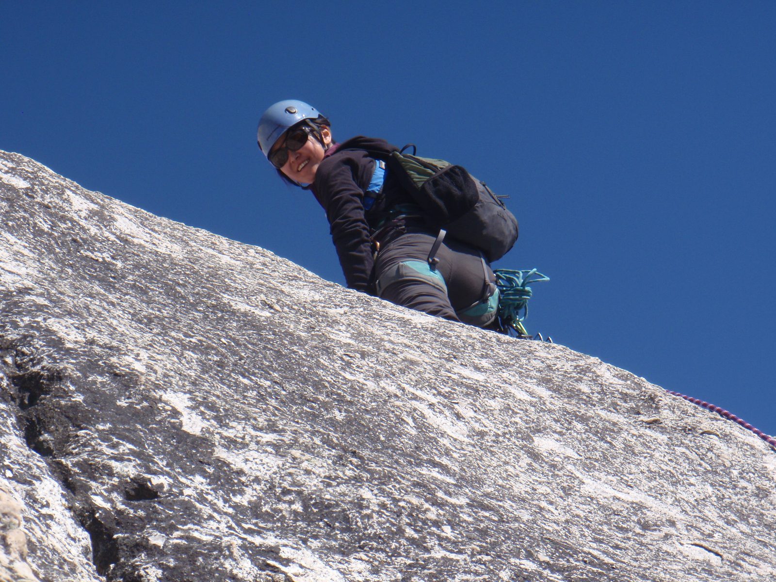 Monica on lead on the fourth pitch of DAFF Dome.