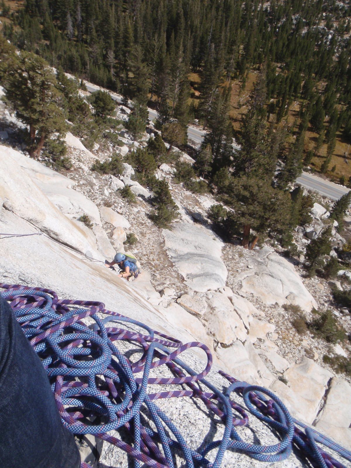 Monica making it up the first 5.9 pitch.