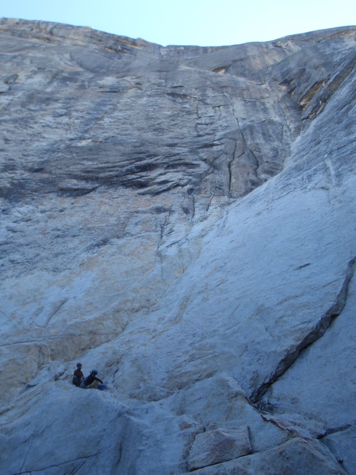 Sunday morning saw the real adventure: a line on Fairview Dome. The line roughly follows the...