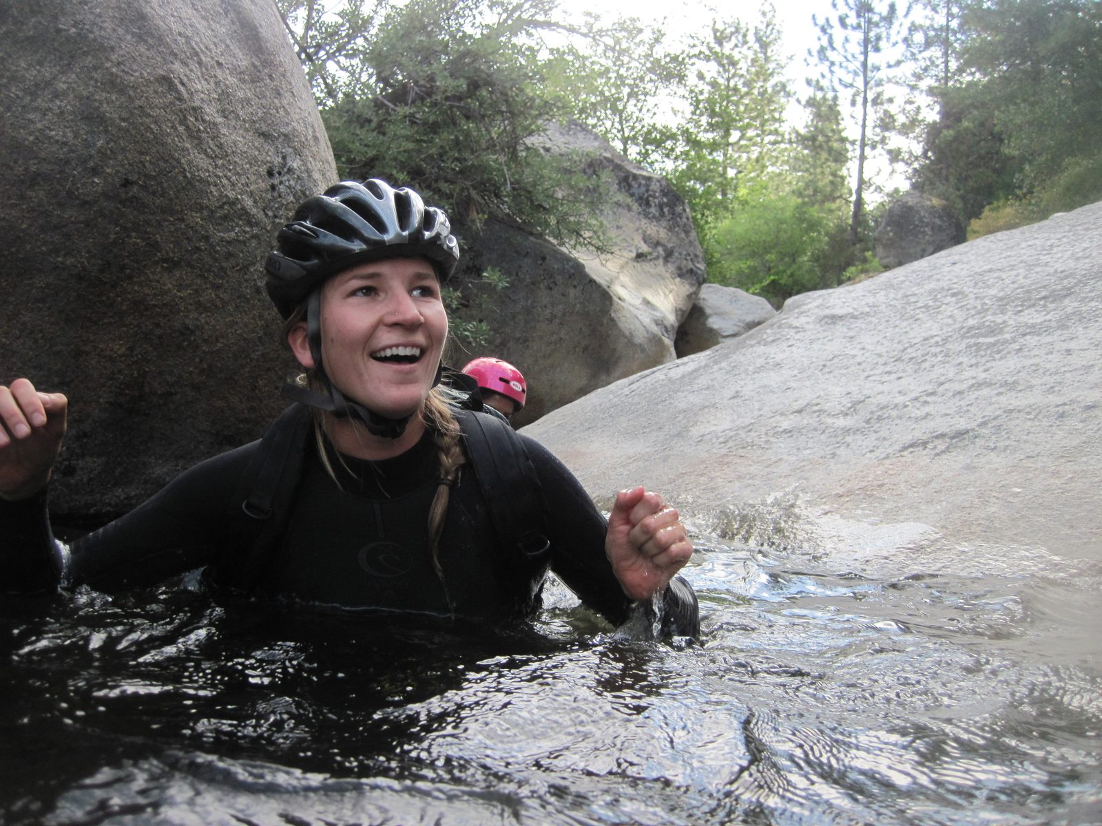 Julia enjoys the 58 degree water early in the morning.