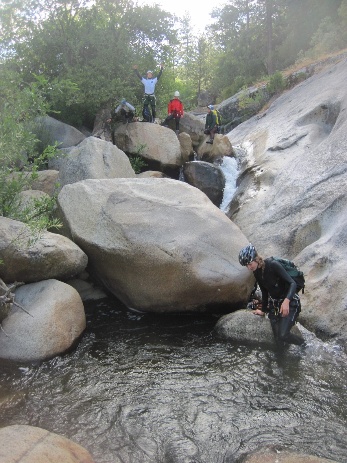 Ben (arms raised), Jill, Joel and Julia (foreground).
