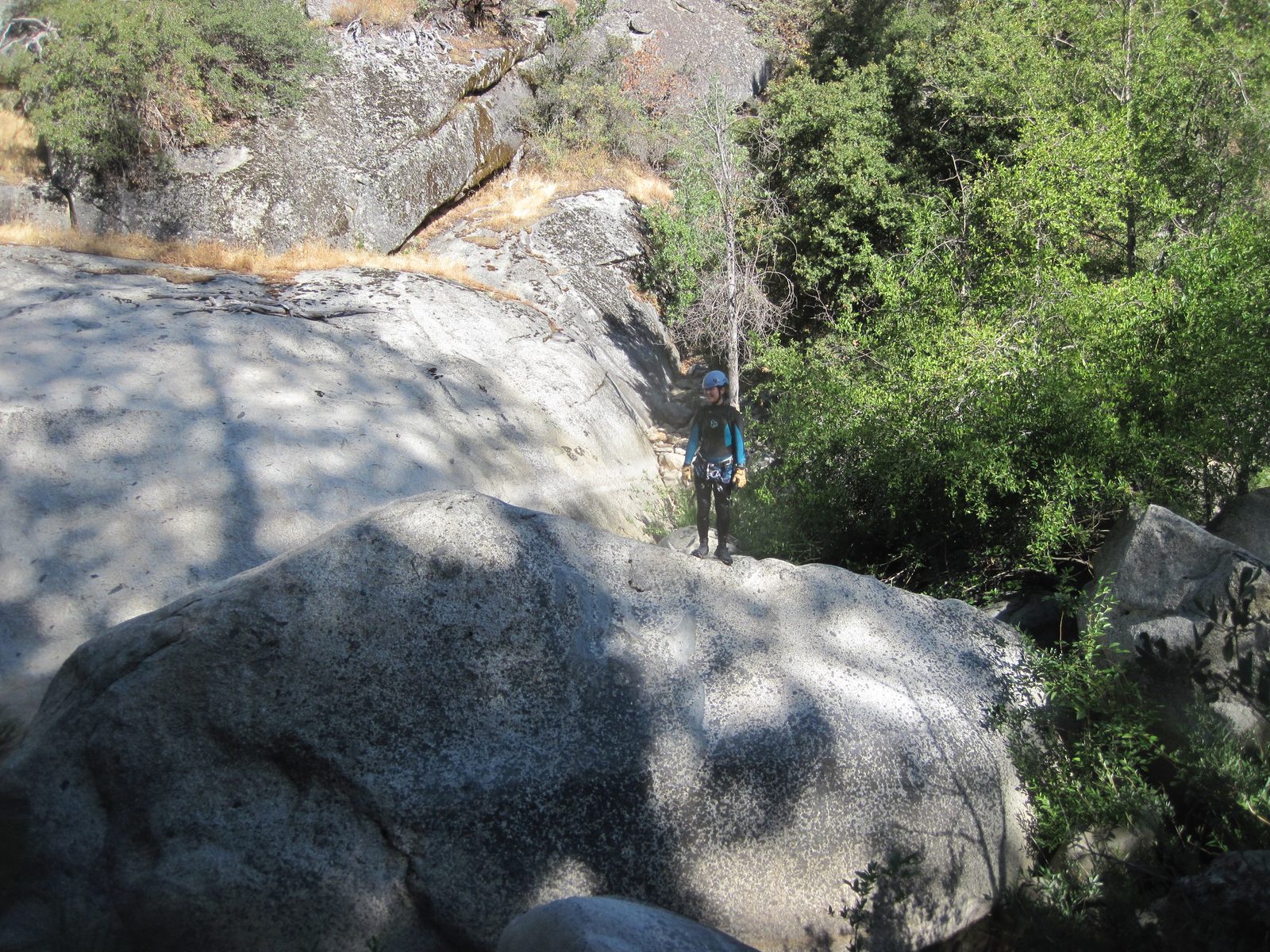 Monica on a big rock.