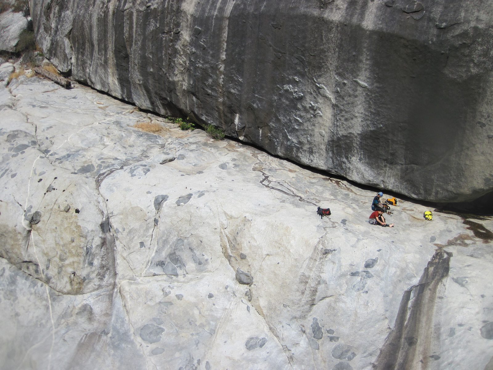 Our lunch spot. Monica and Eliah warm up on the dry granite shelf.