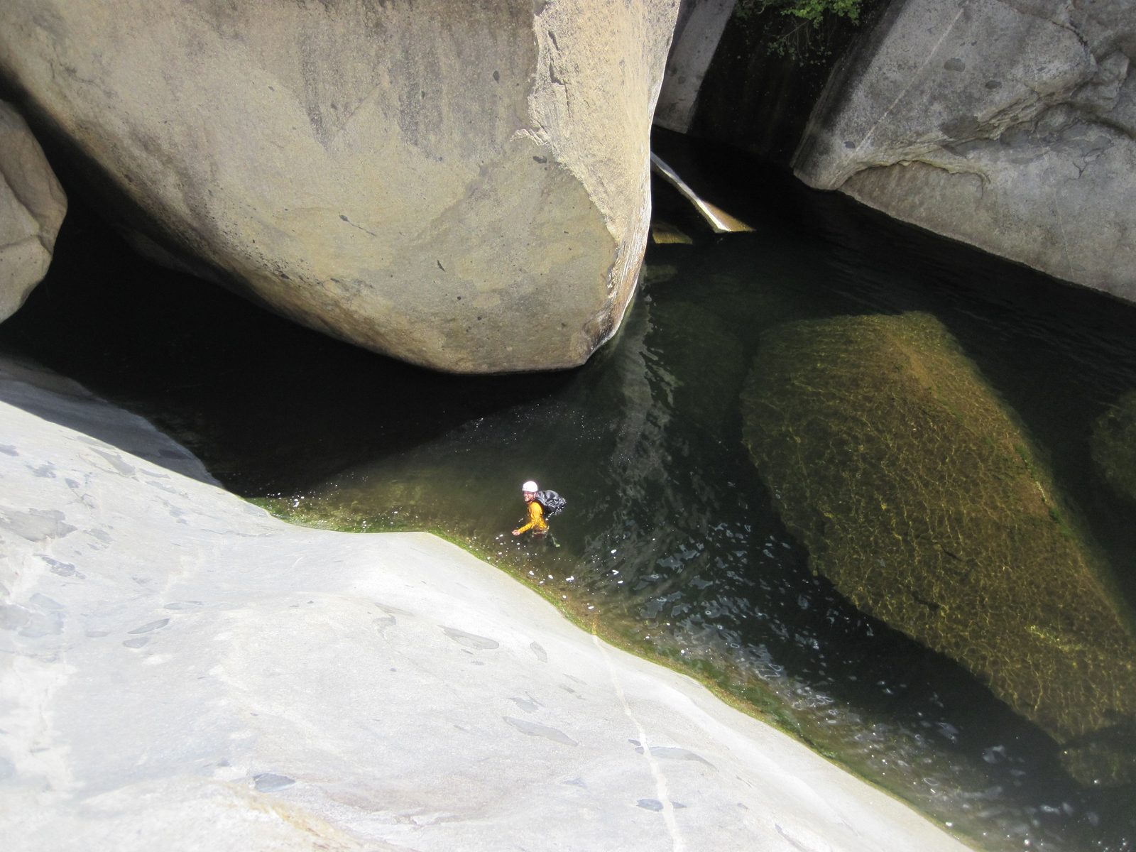 Eliah at the bottom of the first rappel.