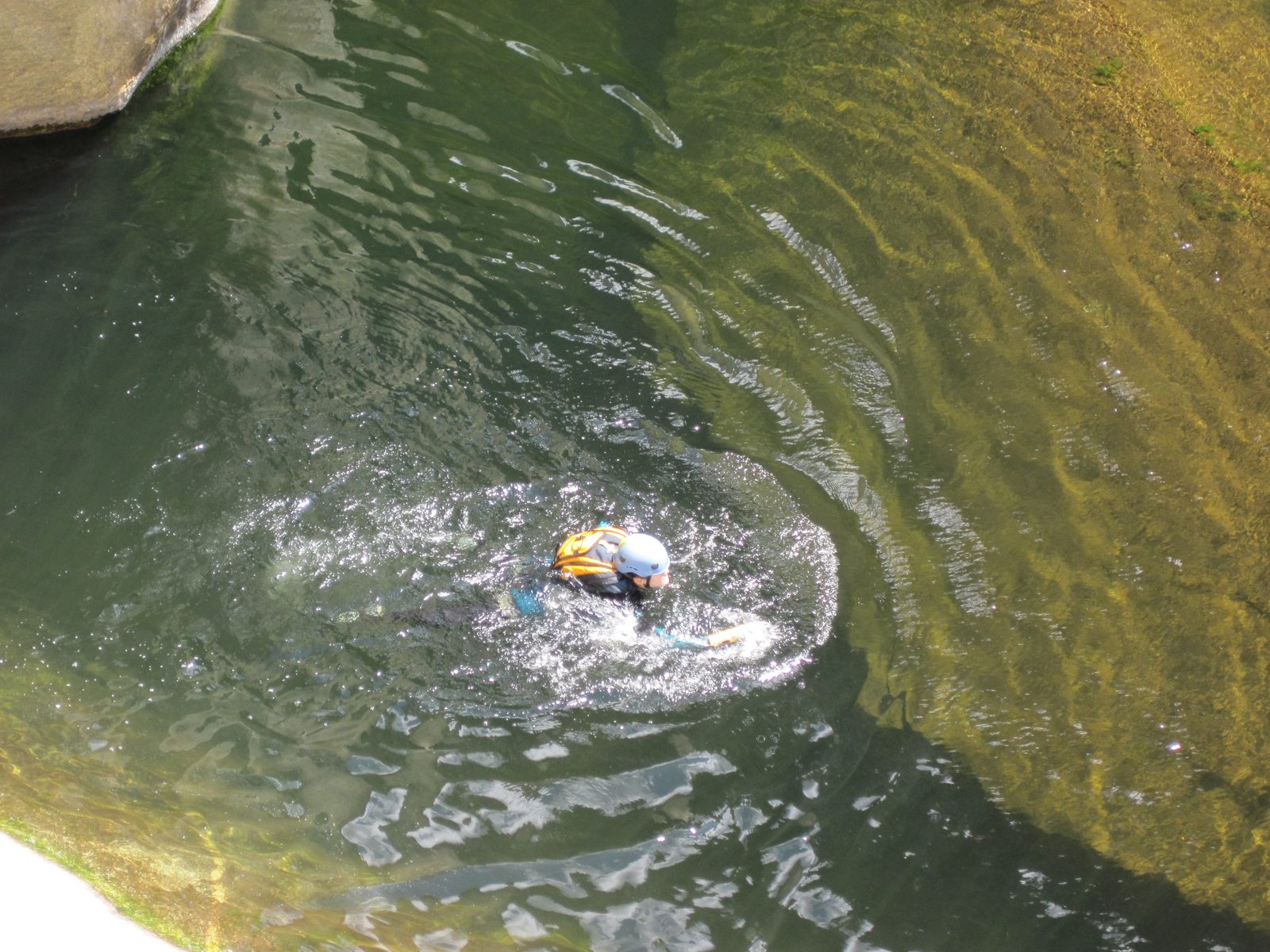 The water was surprisingly clear here. Lots of sunshine. Monica pictured.