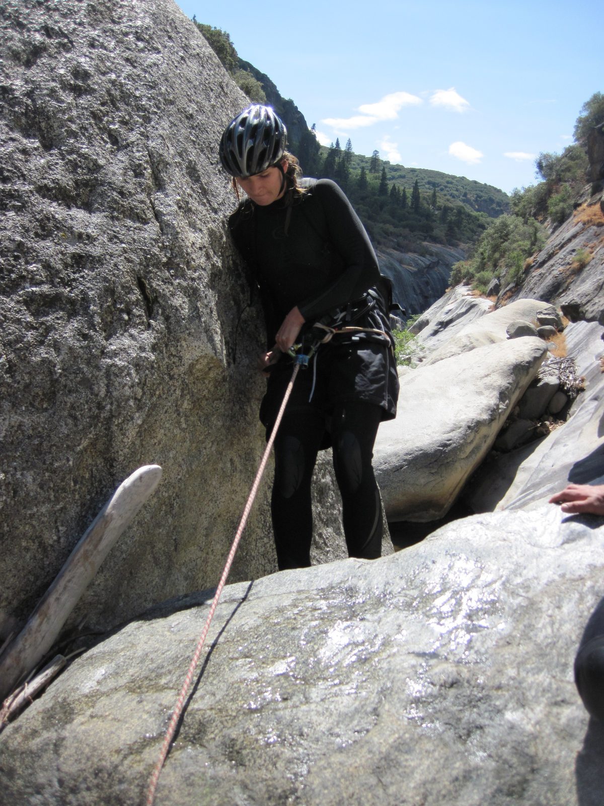 Julia starting to rappel.