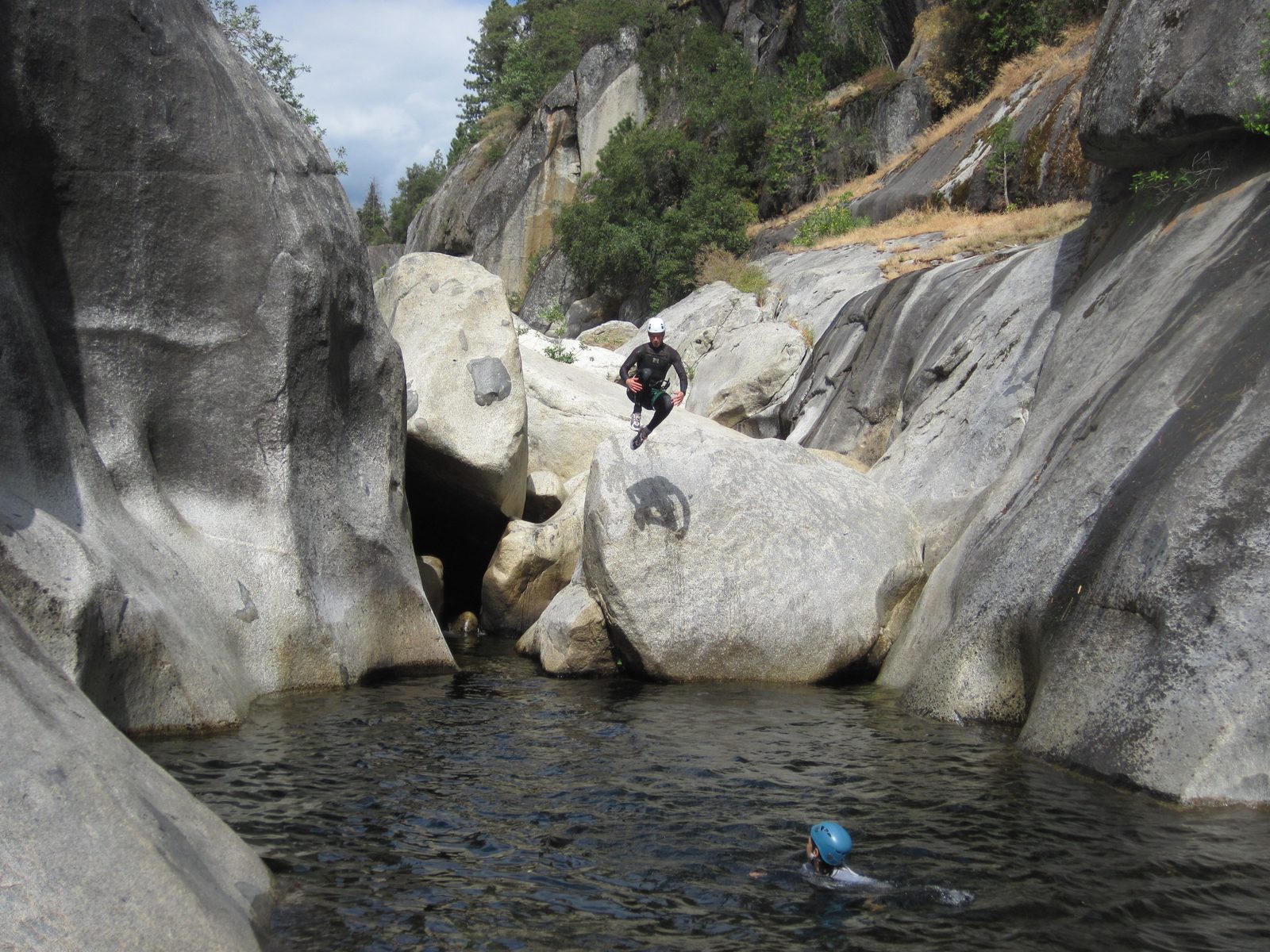 Ben jumping off something or other.