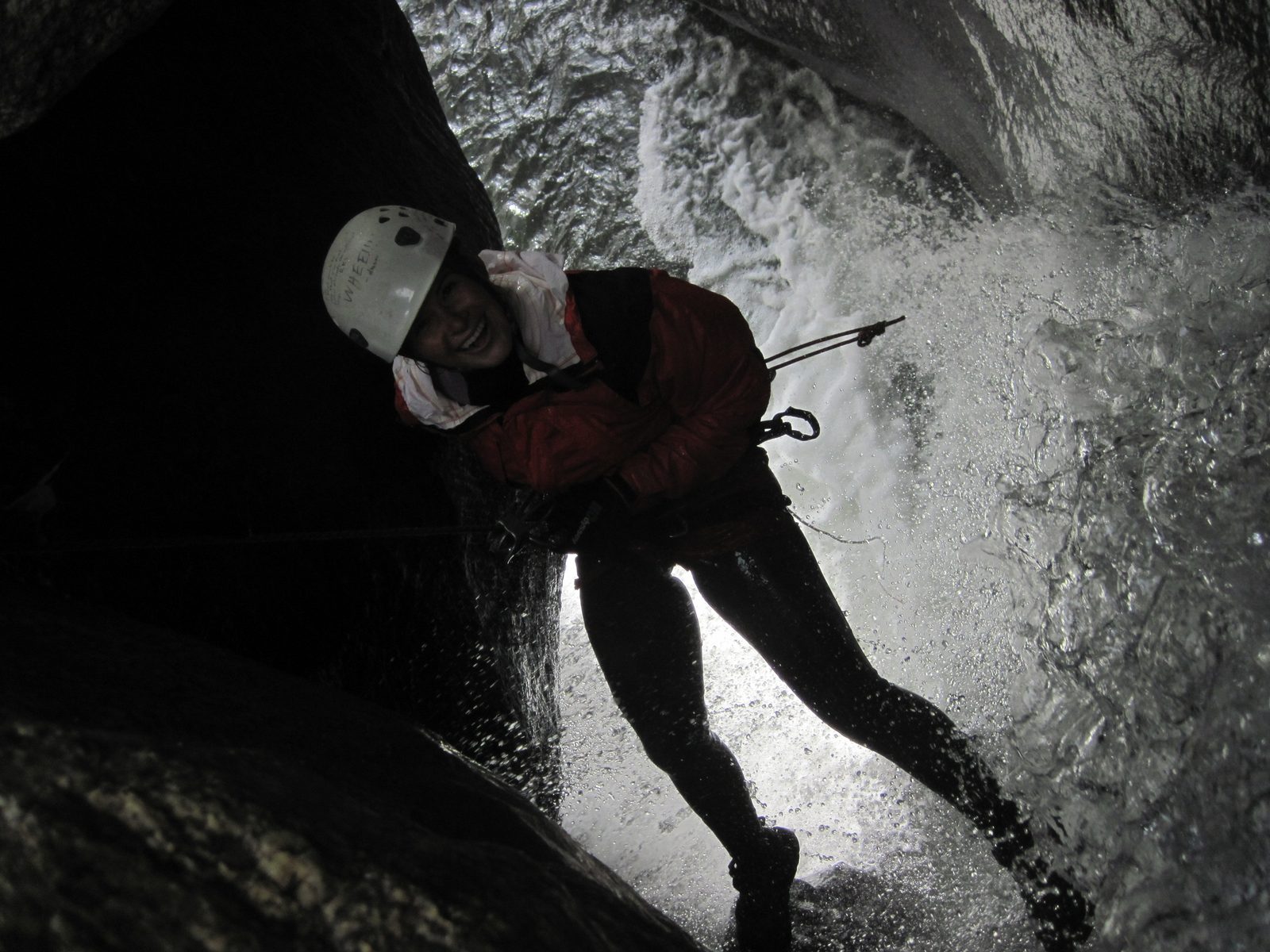 Jill on rappel.