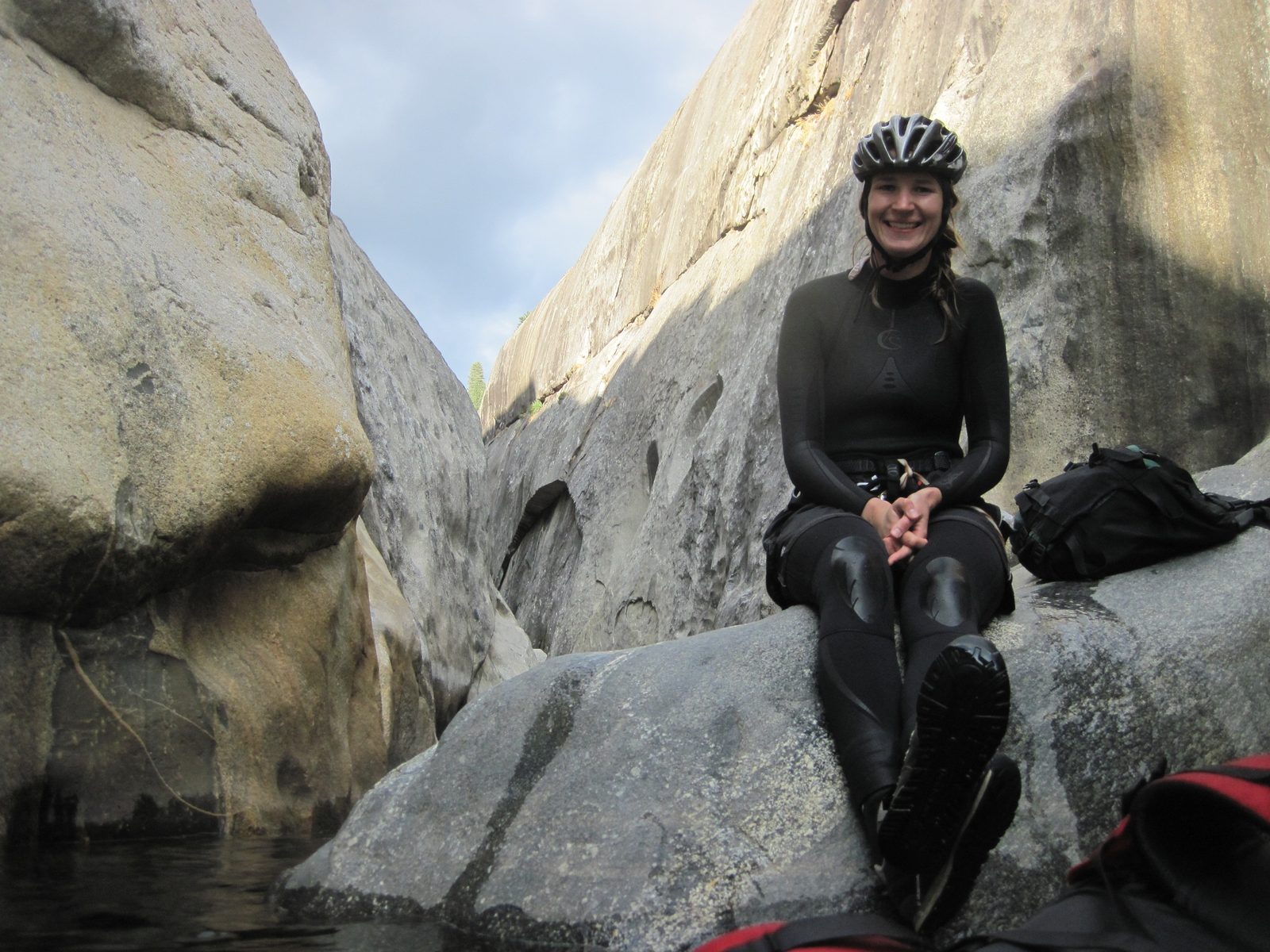 Julia! I think we're waiting while Colin and Monica test the water at the last jump (where there...