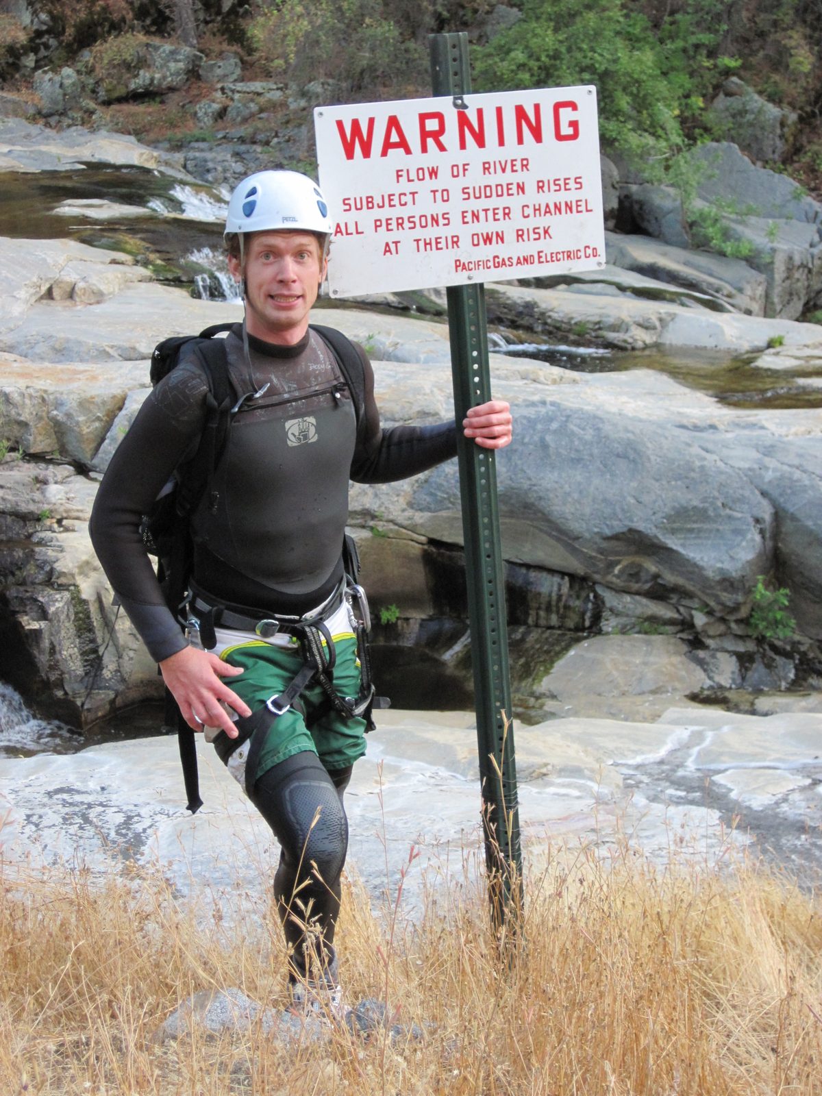 Ben posing with PG&E's release of liability sign.