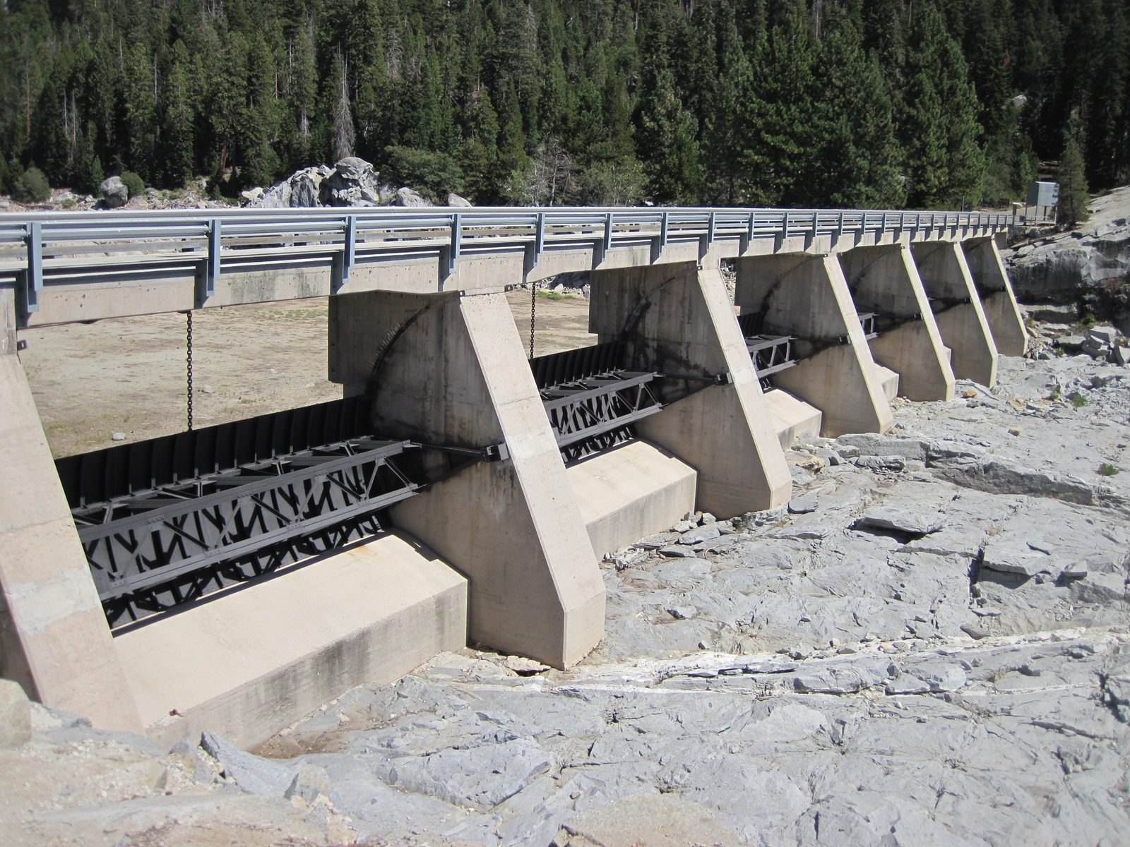 Sluice gates at Wishon Dam. 