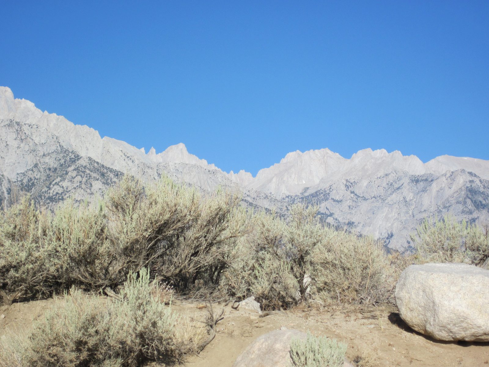 View of the Whitney Crest from our ditch camp in the Alabama Hills near Mt. Whitney.