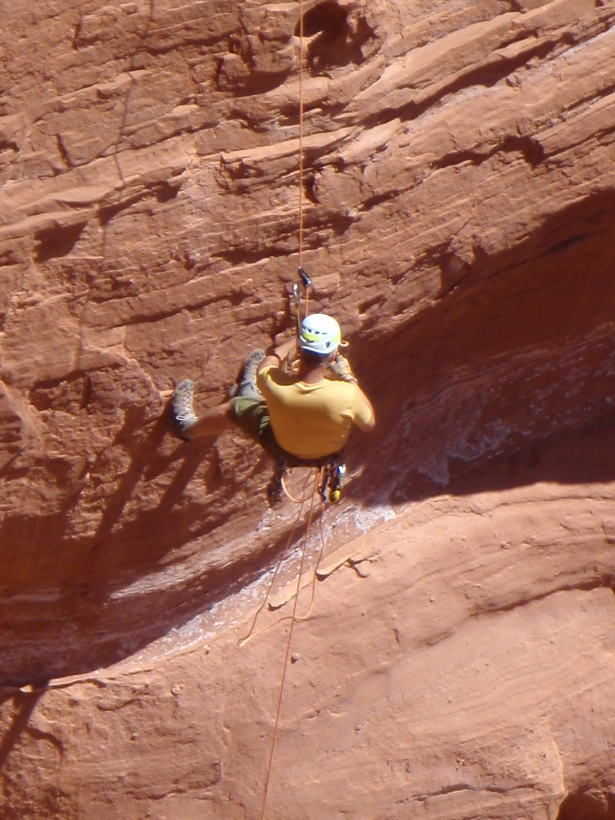 Andy, pausing on rappel to sort something out with the ropes.