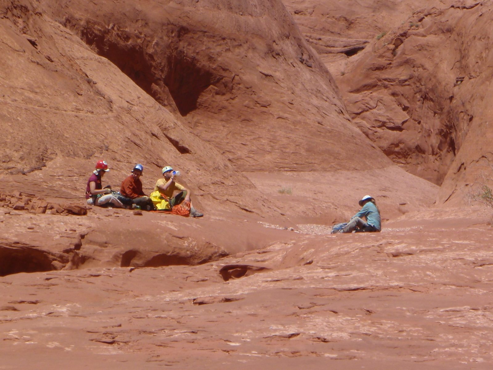 Stopping for lunch. Not a whole lot of shade. And it was hot, but according to the weather...