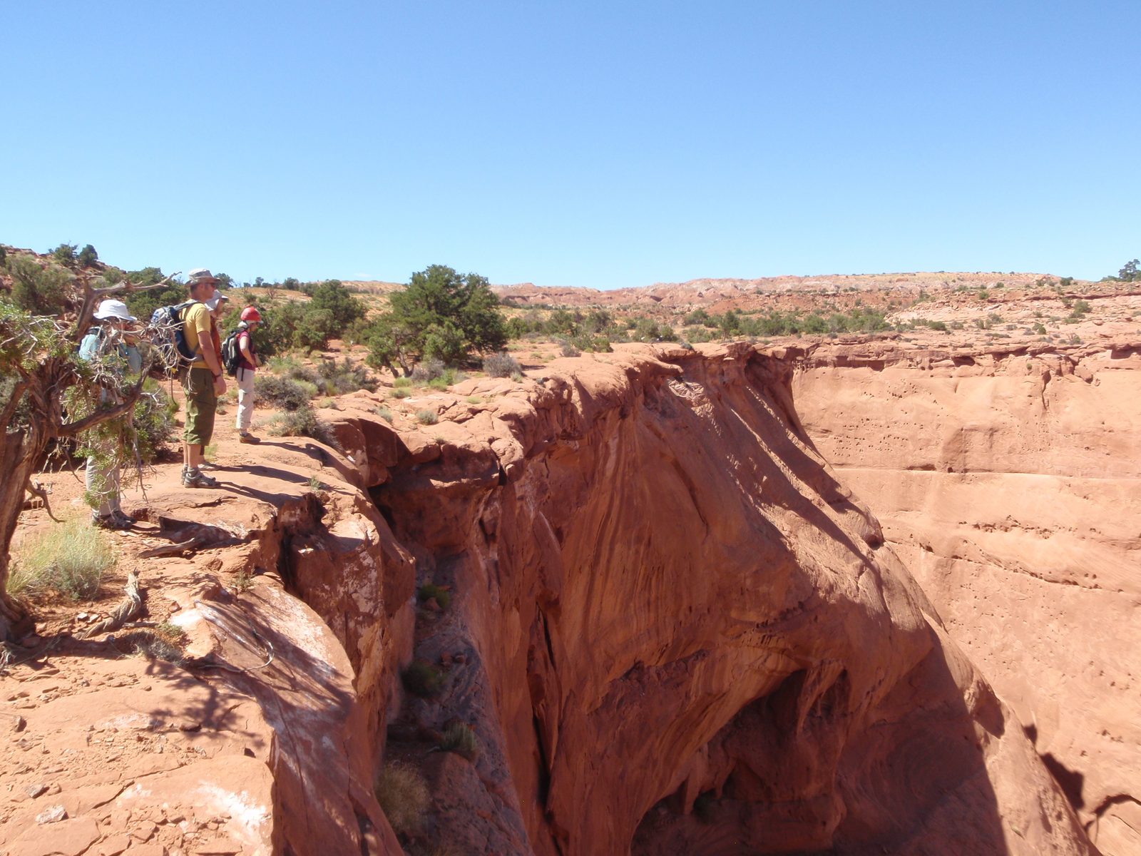 Almost back to the car: the crew gazes into the maw below. Today is Meredith's last day because...